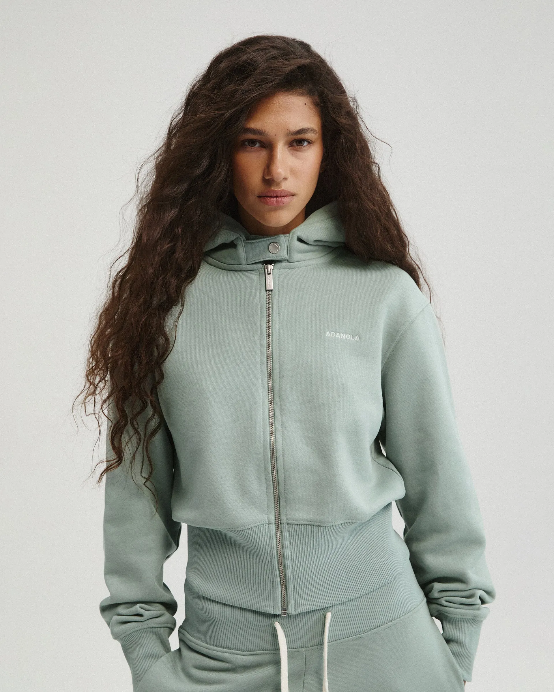 Cinch Hem Full Zip Hoodie - Cloud Blue sold by Adanola product image thumbnail 3