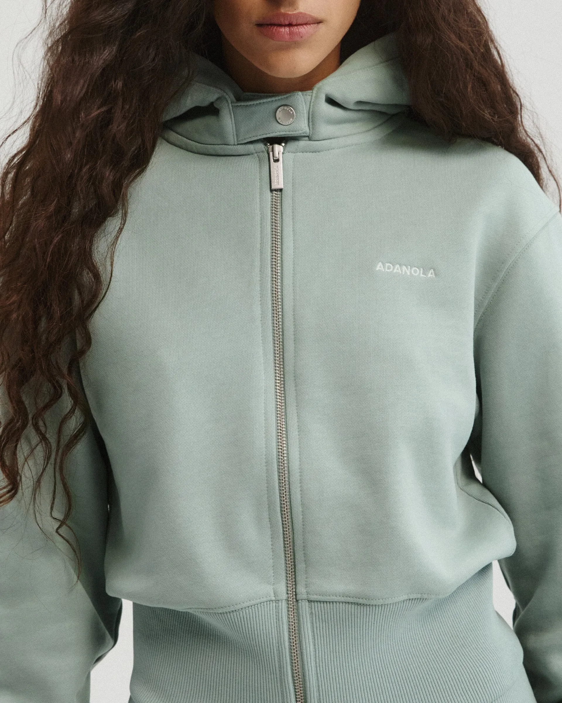 Cinch Hem Full Zip Hoodie - Cloud Blue sold by Adanola product image thumbnail 4