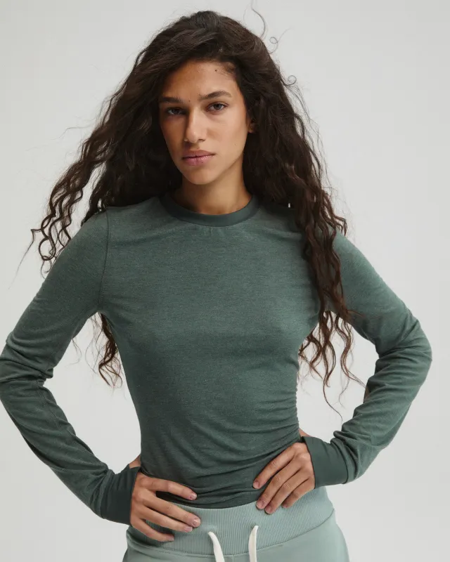 Modal Long Sleeve Technical Top - Sea Green made by Adanola