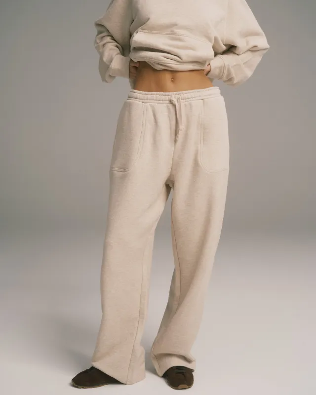 Loopback Straight Leg Sweatpants - Oatmeal Melange sold by Adanola