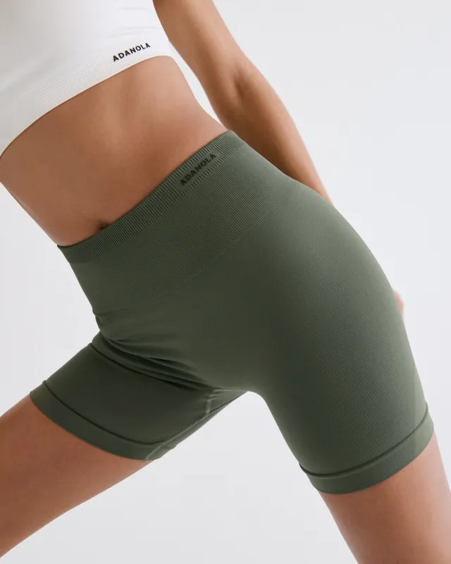 Classic Seamless Crop Shorts - Thyme Green sold by Adanola