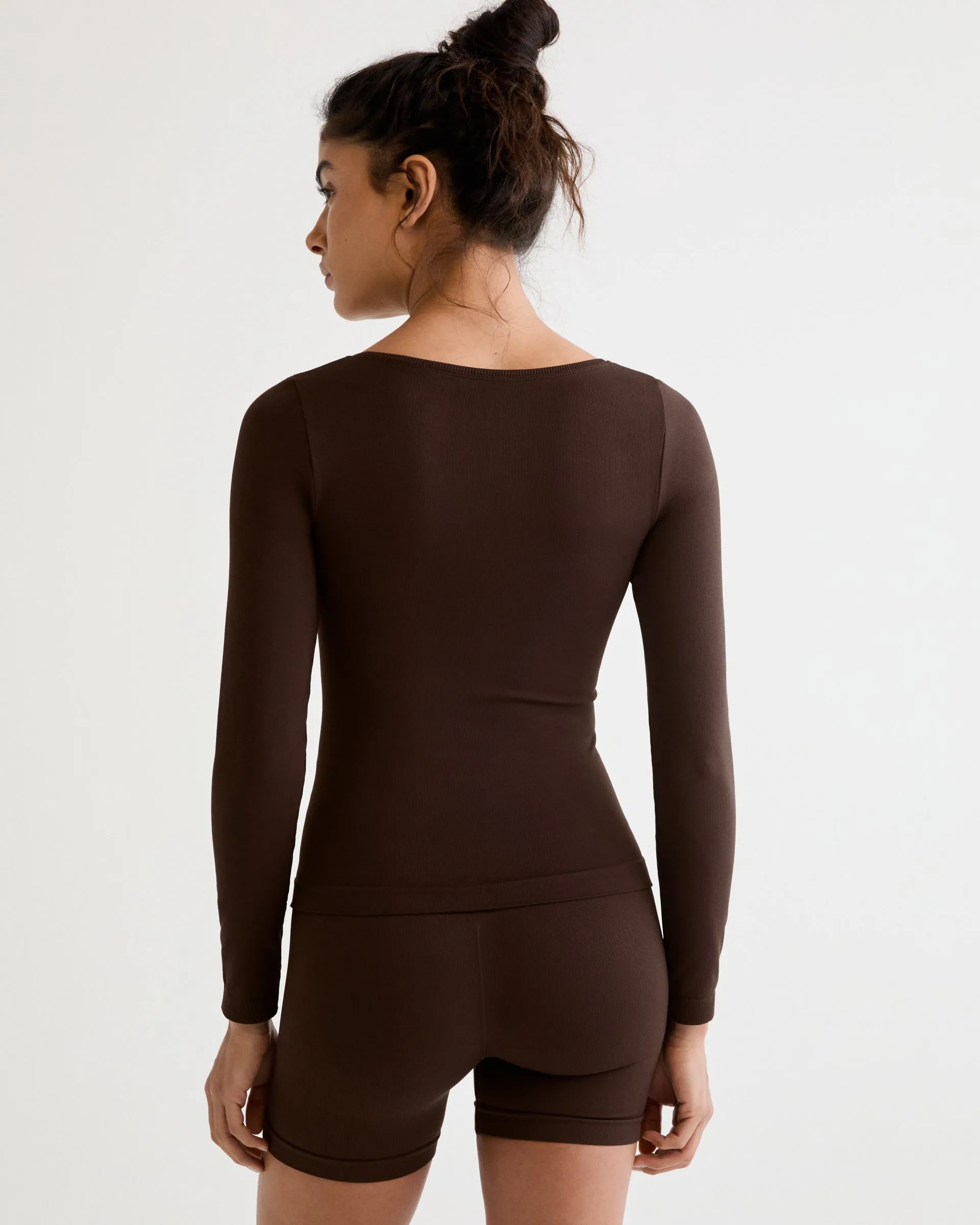 Classic Seamless Long Sleeve Top - Chocolate Brown sold by Adanola product image thumbnail 3