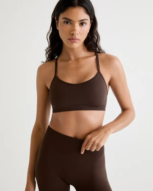 Classic Seamless Cross Back Bra - Chocolate Brown sold by Adanola