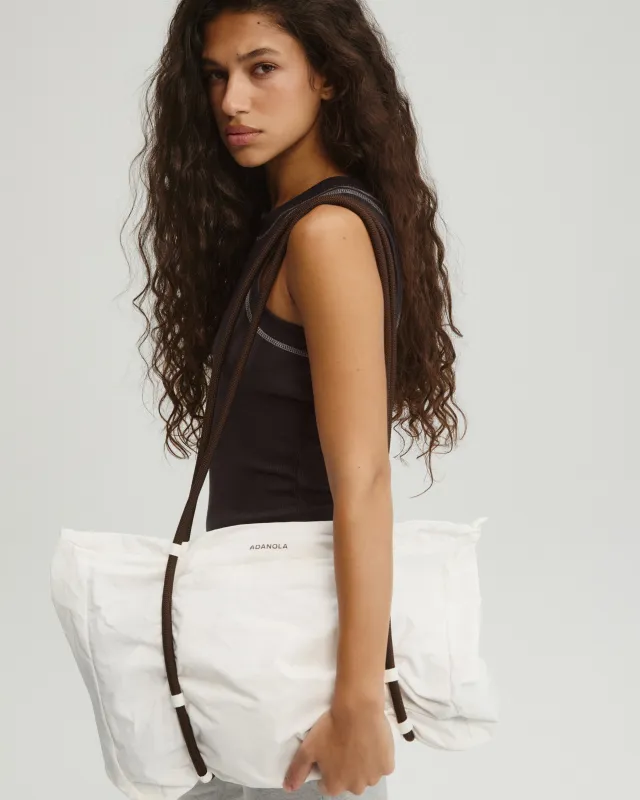 Large Rope Ripstop Bag - Marshmallow White/Coffee Bean made by Adanola