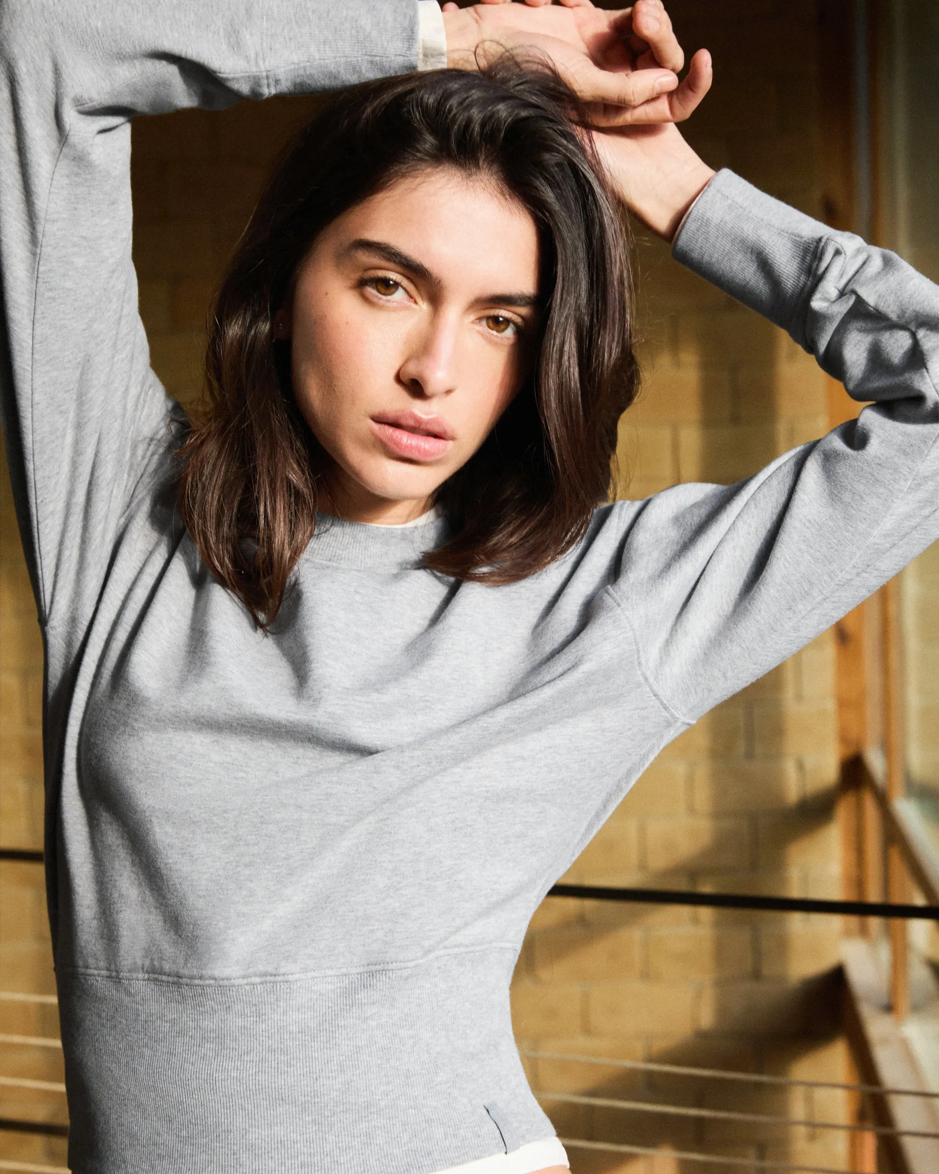 Modal Cinch Hem Sweatshirt - Light Grey Melange sold by Adanola product image thumbnail 3