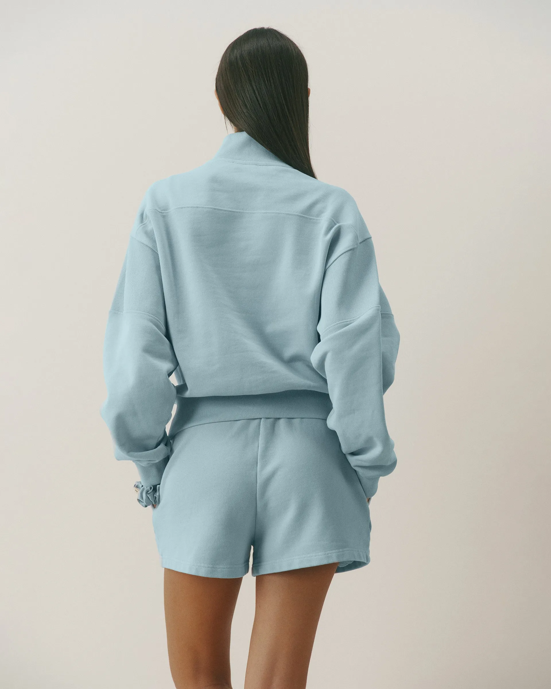 Varsity Oversized Funnel Neck Zip Sweatshirt - Breeze Blue/Marshmallow White sold by Adanola product image thumbnail 2