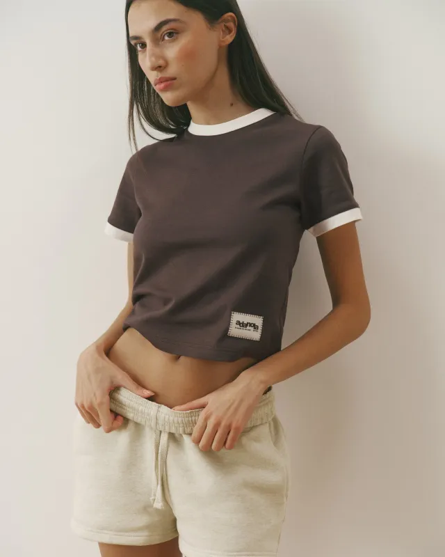 Contrast Detail Classic T-shirt - Coffee Bean/Marshmallow White made by Adanola