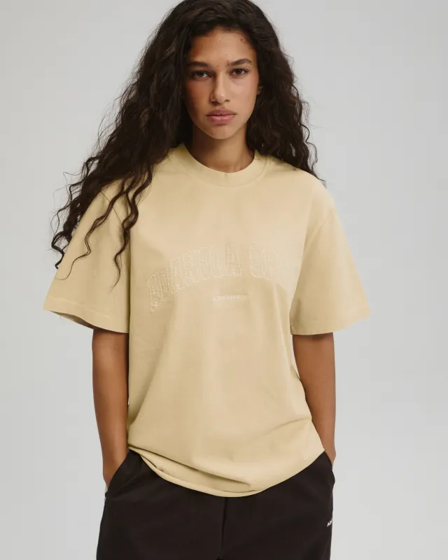 AS Stitch Washed Short Sleeve Oversized T-shirt - Caramel Beige/Marshmallow White sold by Adanola