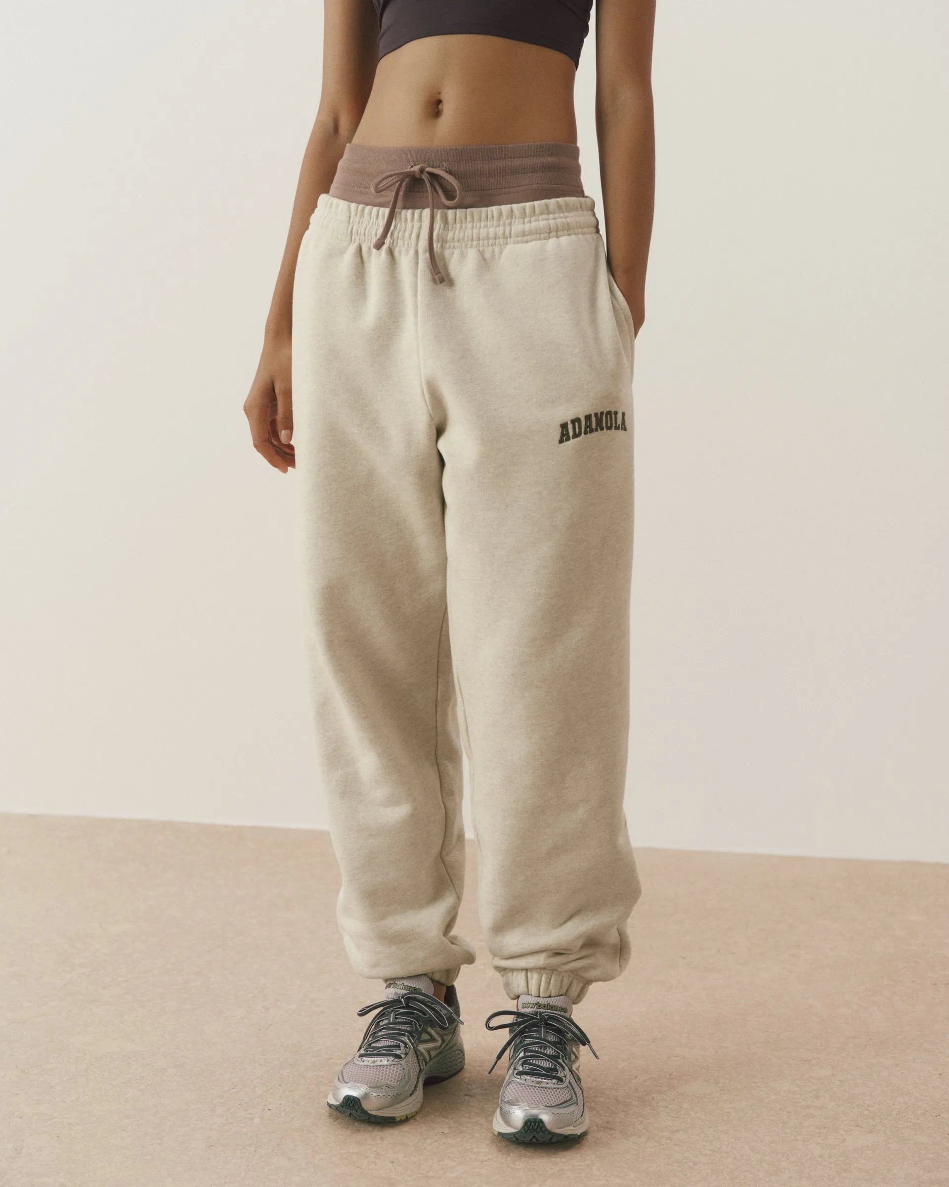 Varsity Sweatpants - Oat Melange/Coffee Bean sold by Adanola product image thumbnail 3