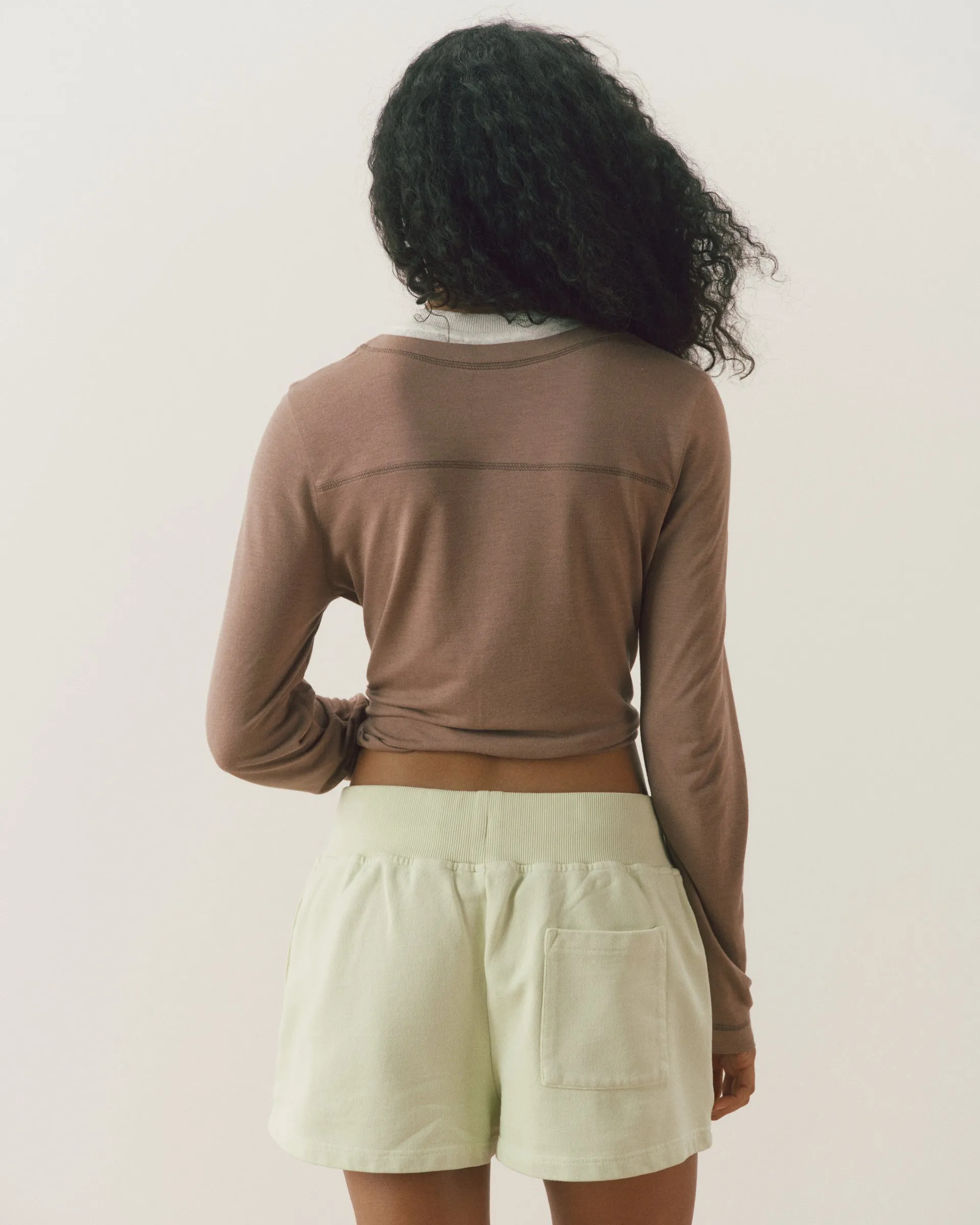 V-Neck Double Layered Top - Dusty Brown/White sold by Adanola product image thumbnail 2