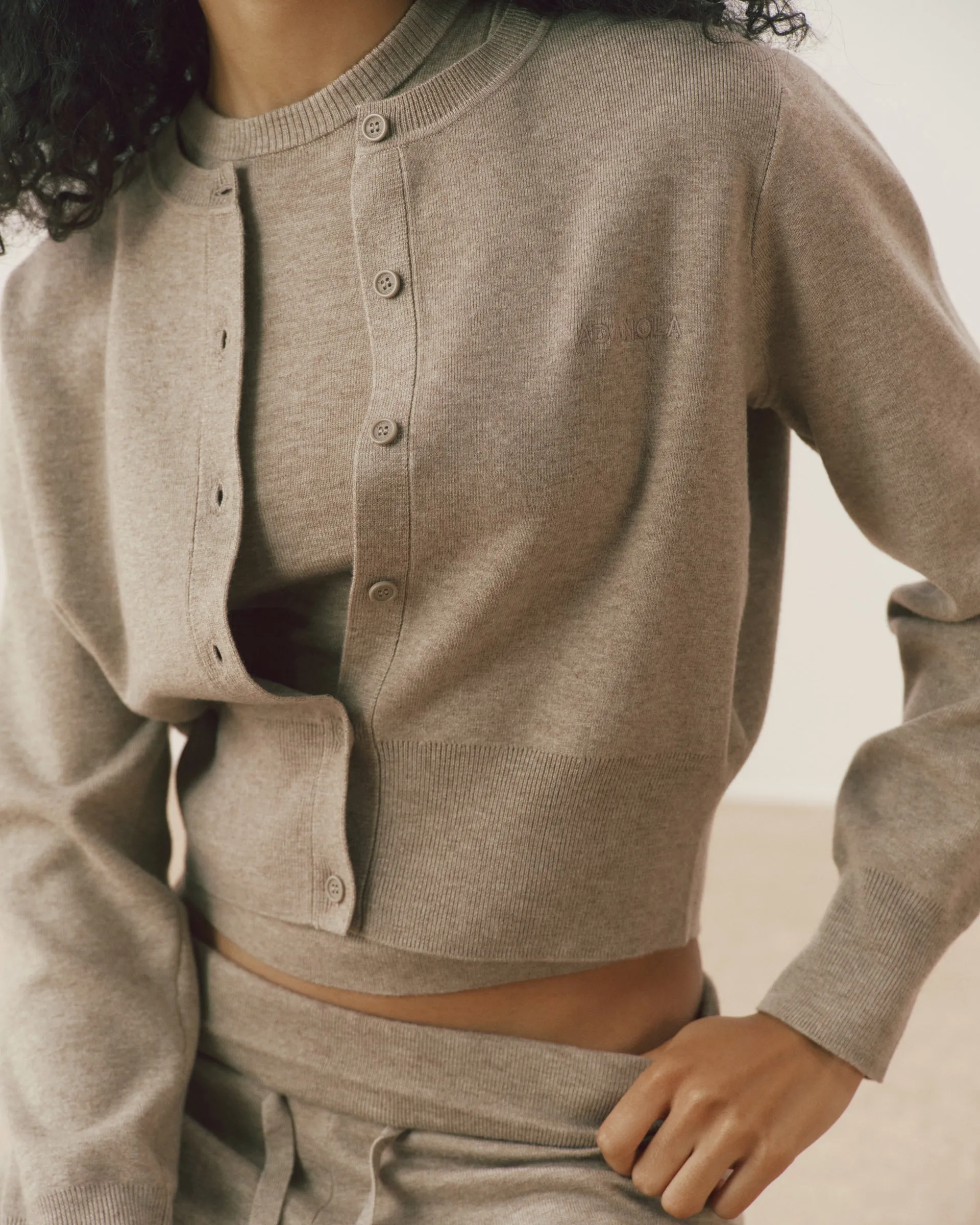 Knit Twinset Button Up Top - Sand sold by Adanola product image thumbnail 3