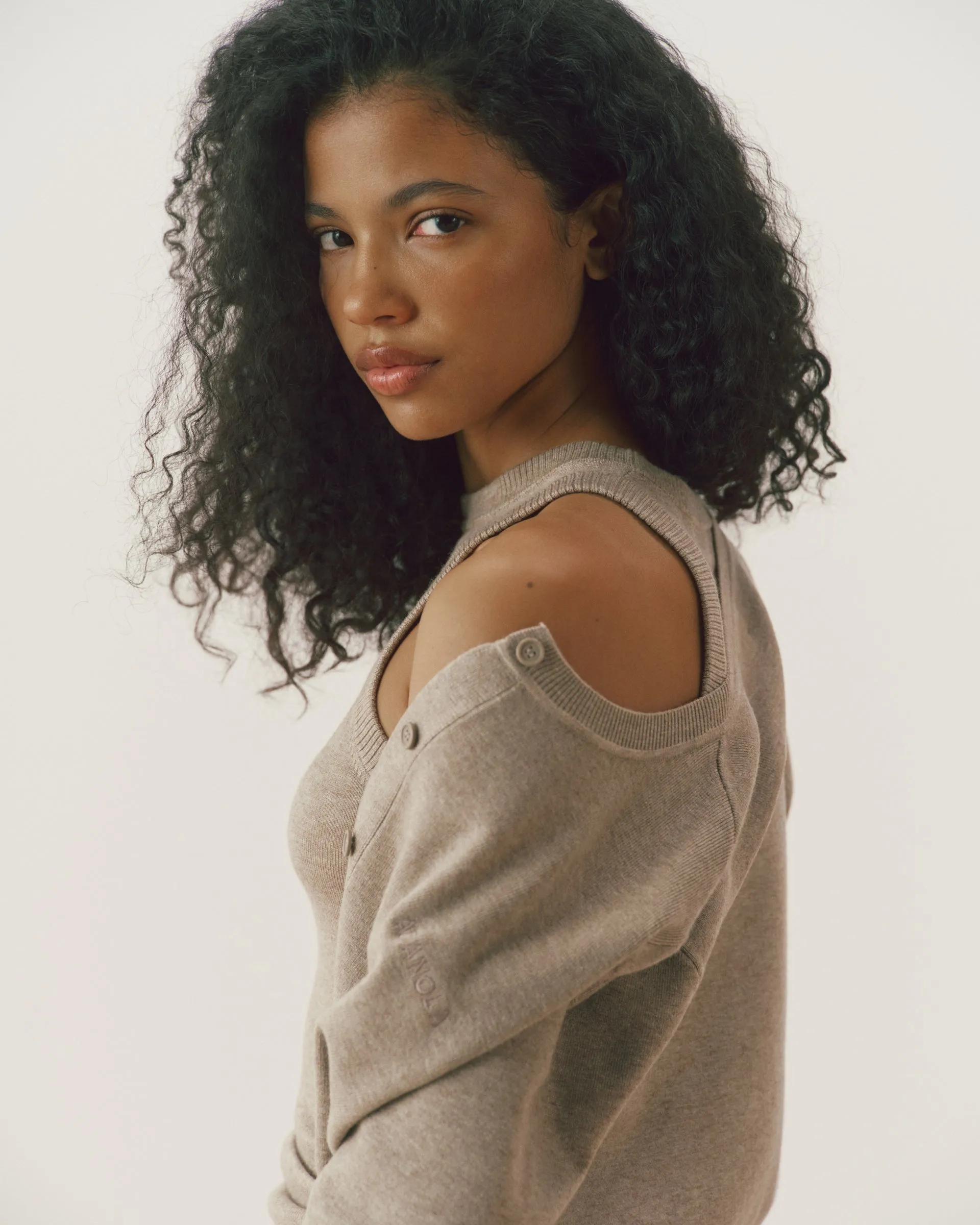 Knit Twinset Button Up Top - Sand sold by Adanola product image thumbnail 5
