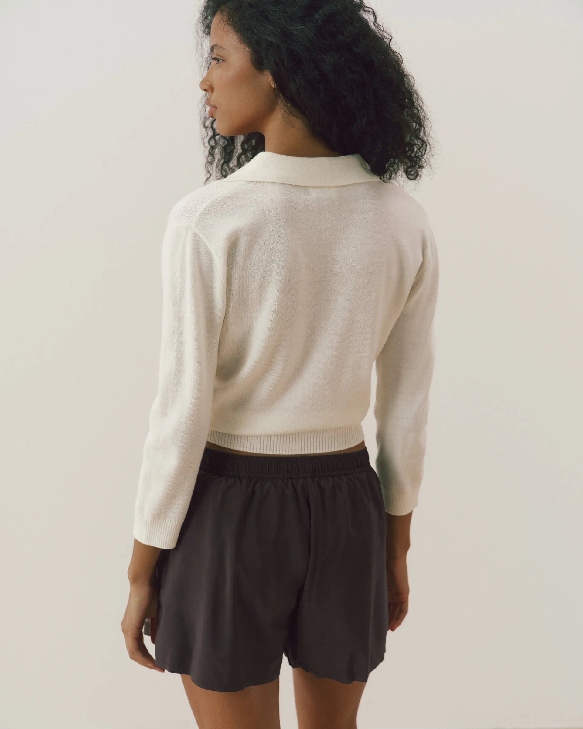 Fine Gauge Knit Collared Top - Marshmallow White sold by Adanola product image thumbnail 2