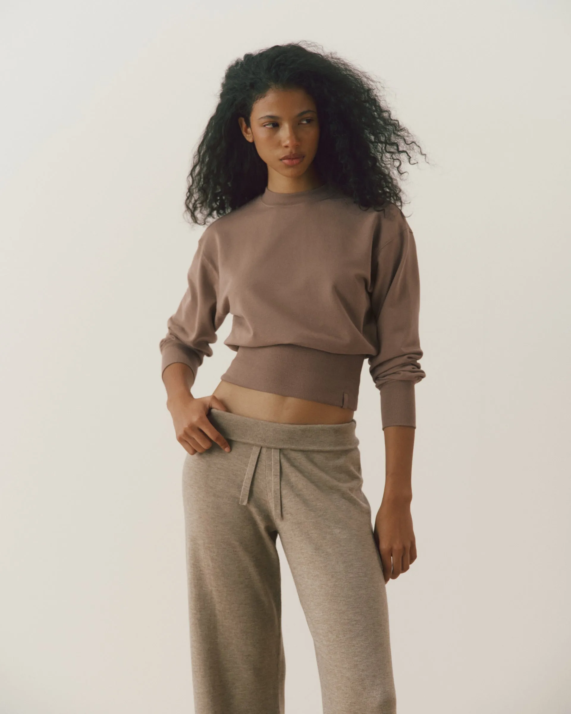 Modal Cinch Hem Sweatshirt - Dusty Brown sold by Adanola product image thumbnail 3