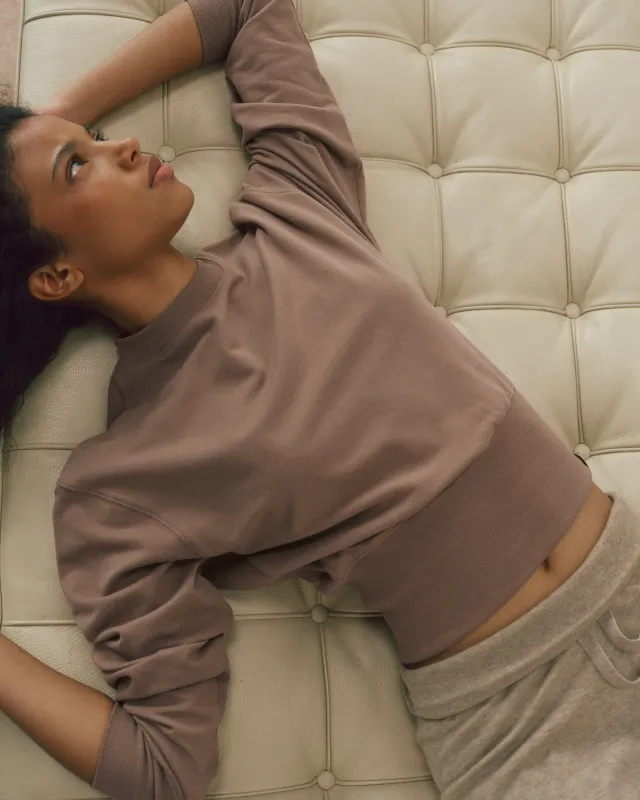 Modal Cinch Hem Sweatshirt - Dusty Brown made by Adanola