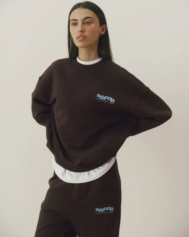 Le Mode De Vie Oversized Sweatshirt - Coffee Bean/Airy Blue made by Adanola