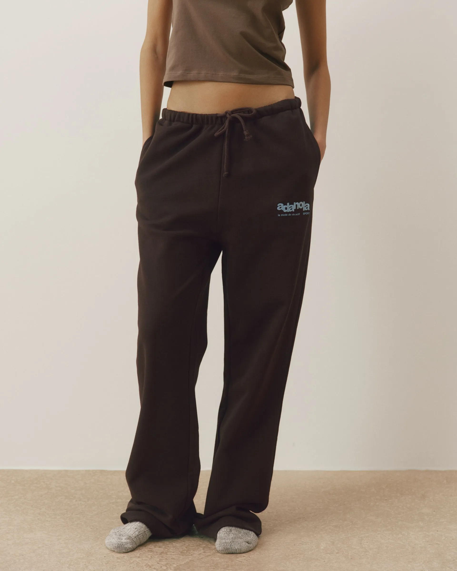 Le Mode De Vie Straight Leg Sweatpants - Coffee Bean/Airy Blue sold by Adanola