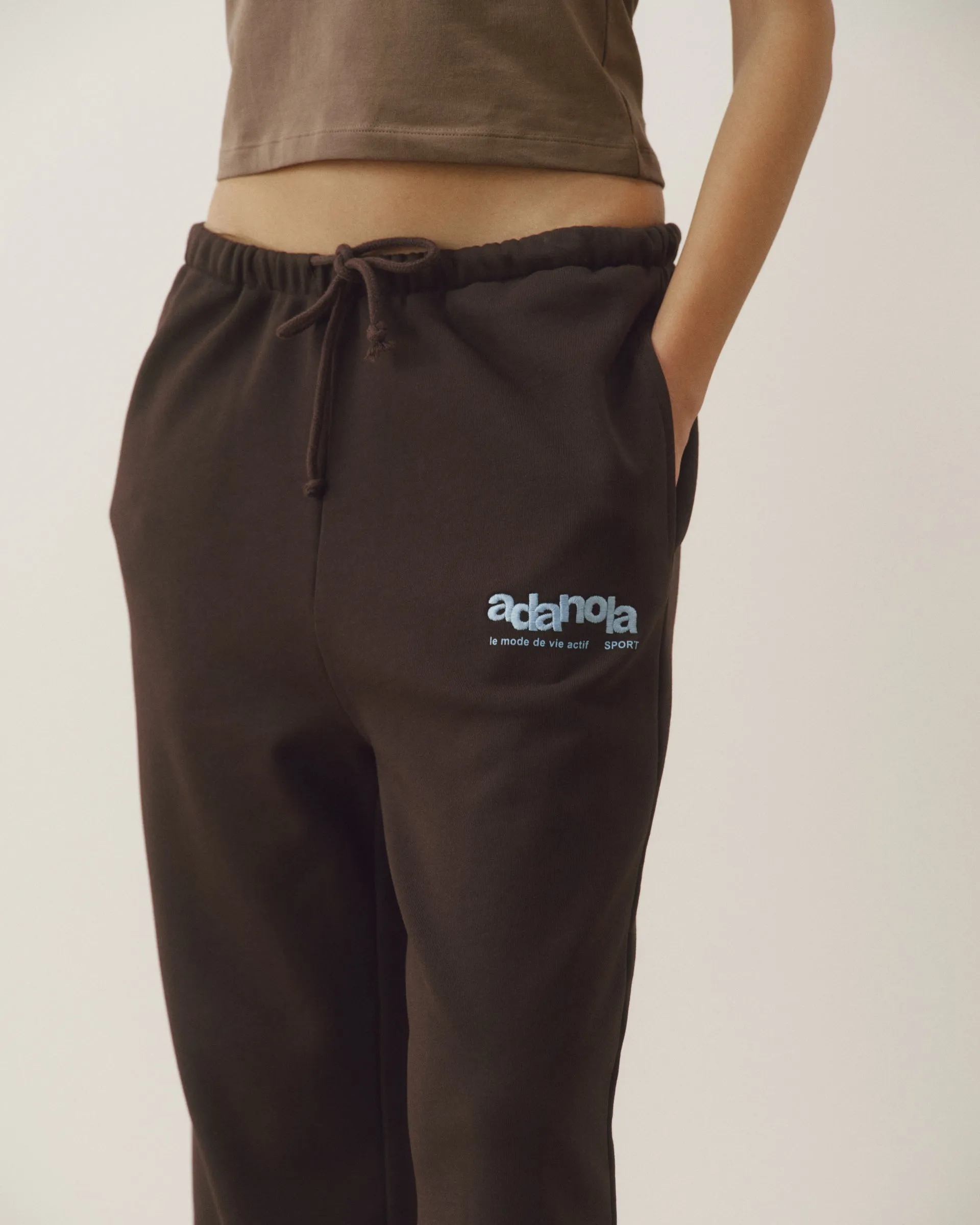 Le Mode De Vie Straight Leg Sweatpants - Coffee Bean/Airy Blue sold by Adanola product image thumbnail 3
