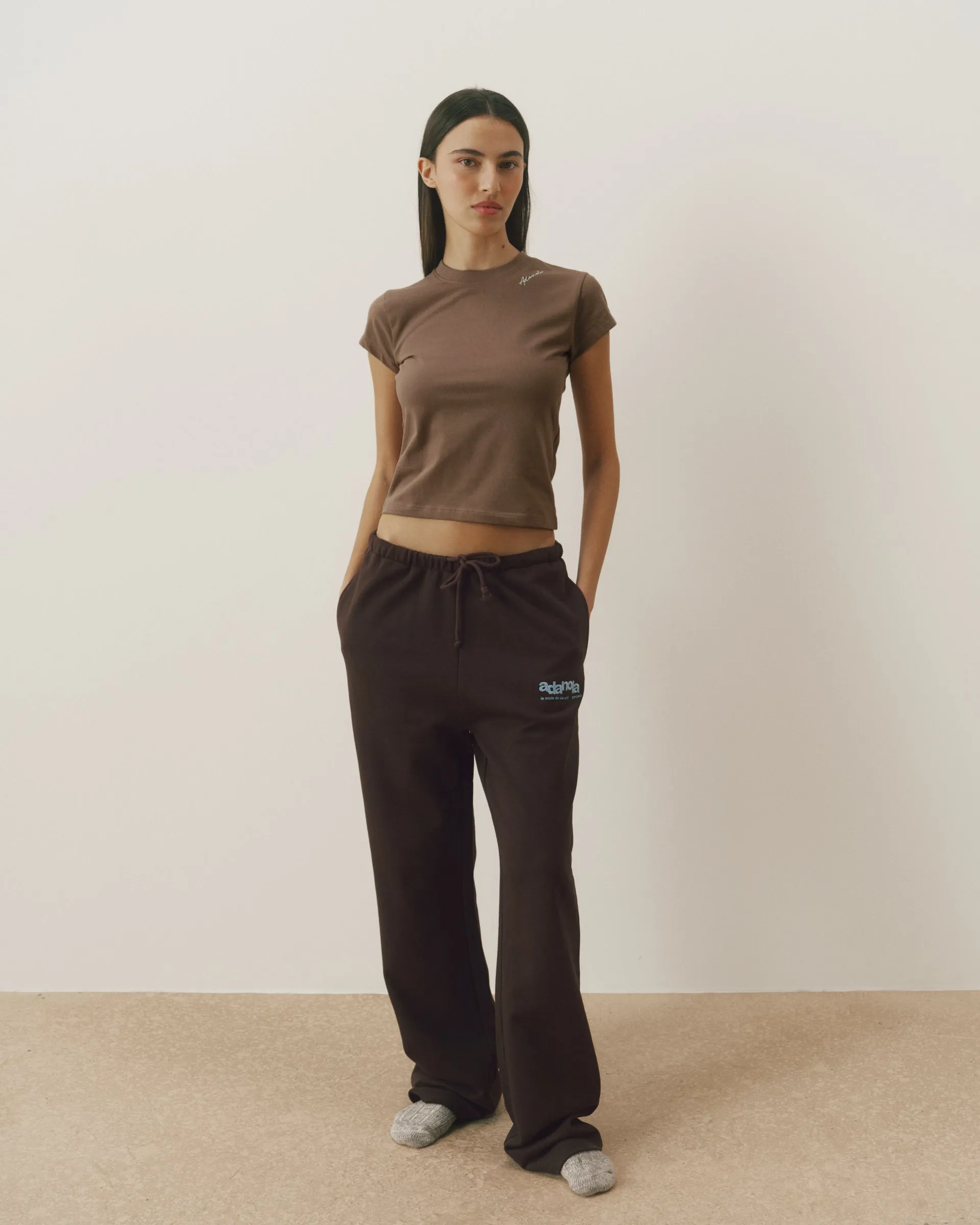 Le Mode De Vie Straight Leg Sweatpants - Coffee Bean/Airy Blue sold by Adanola product image thumbnail 4