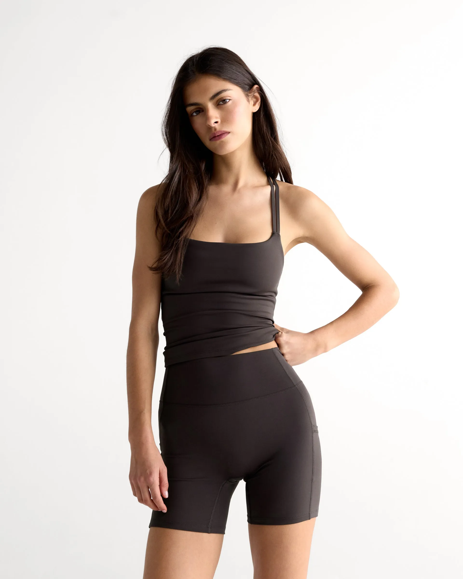 Ultimate Crop Pocket Shorts - Coffee Bean sold by Adanola