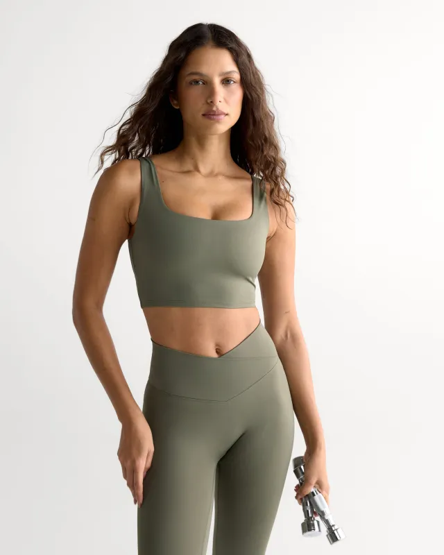 Ultimate Square Neck Bra - Olive Green made by Adanola