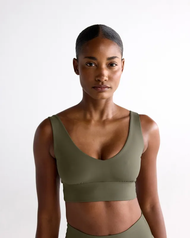 Ultimate V Neck Bra - Olive Green made by Adanola