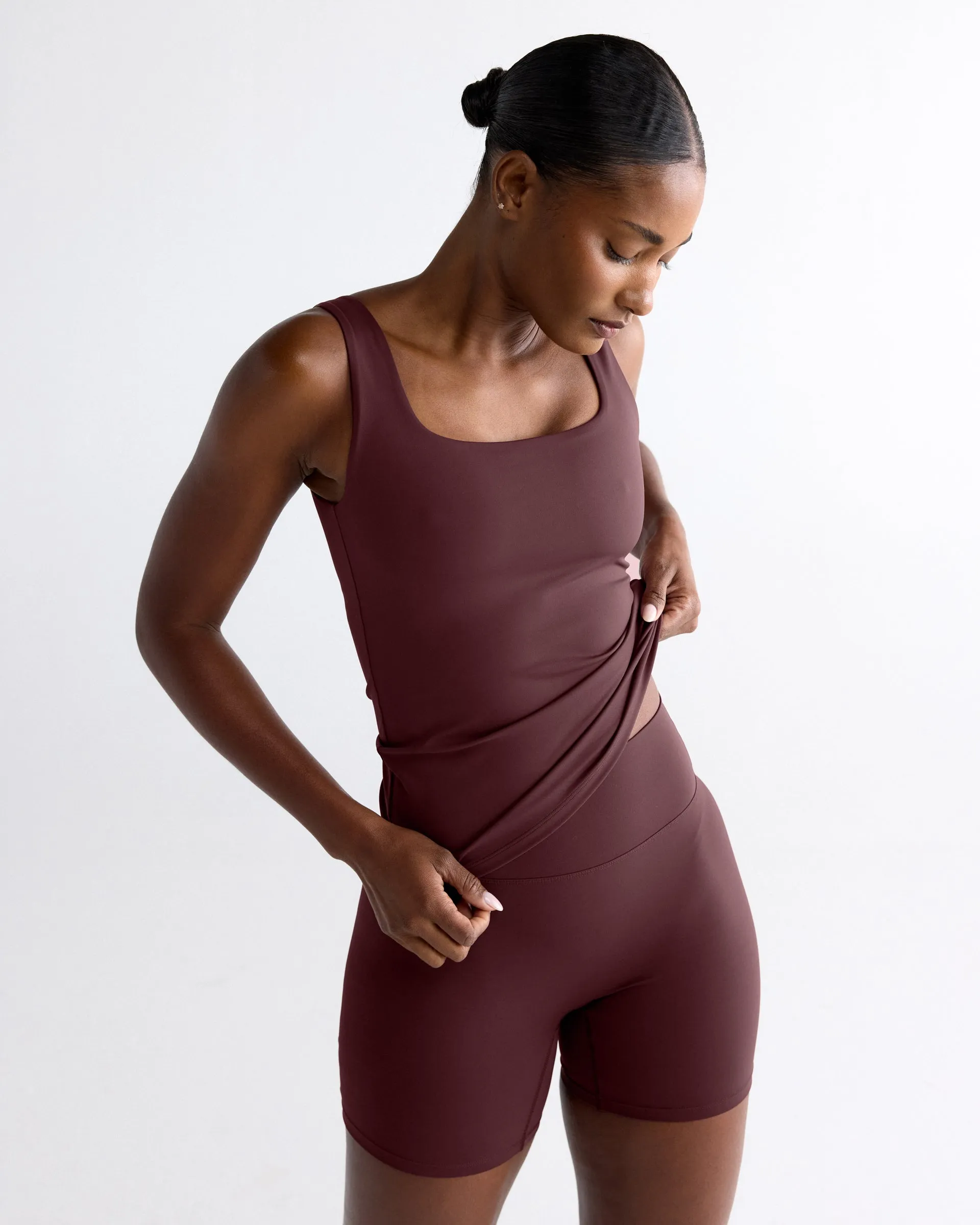 Ultimate Crop Shorts - Mulberry Red sold by Adanola