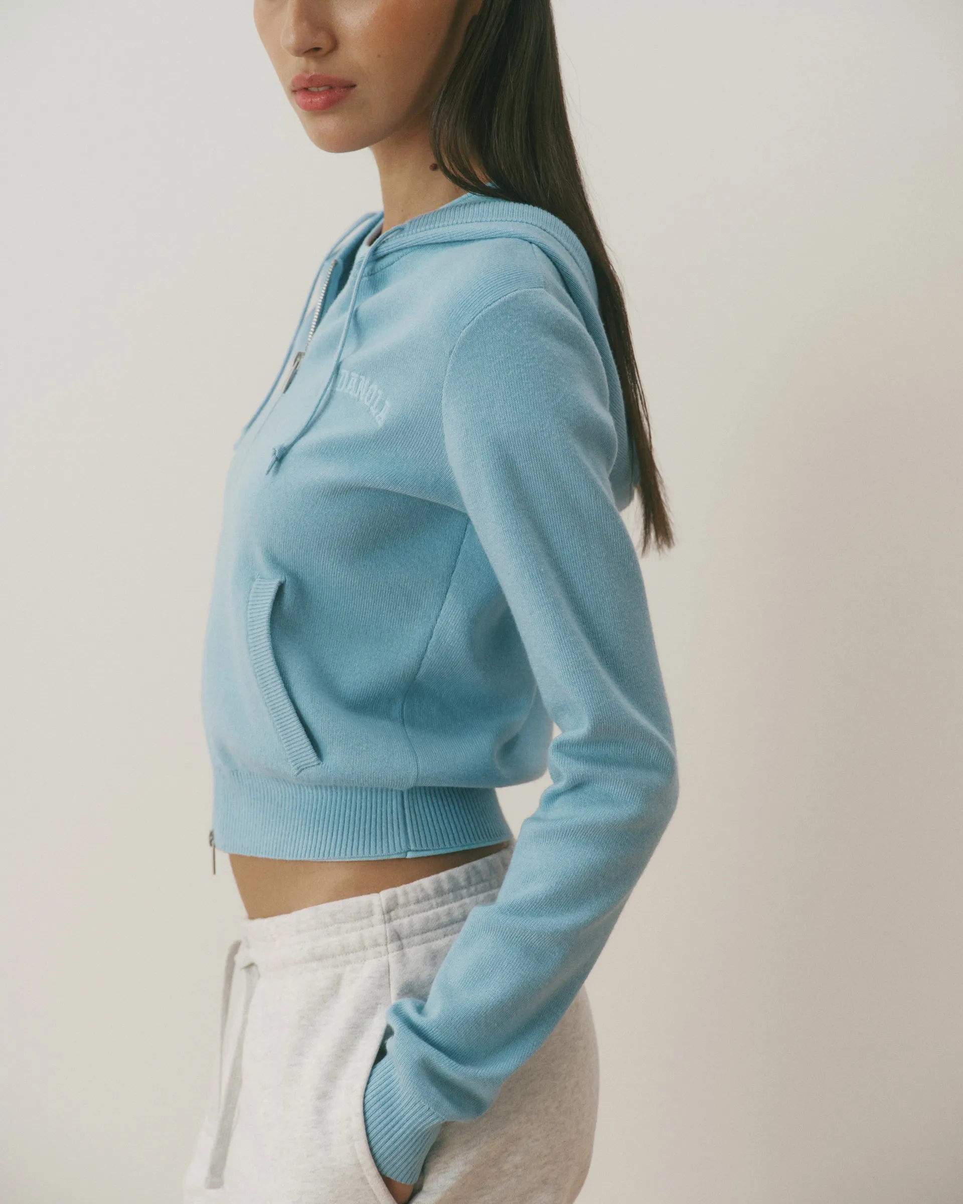 Knit Zip Through Hoodie - Breeze Blue sold by Adanola product image thumbnail 2