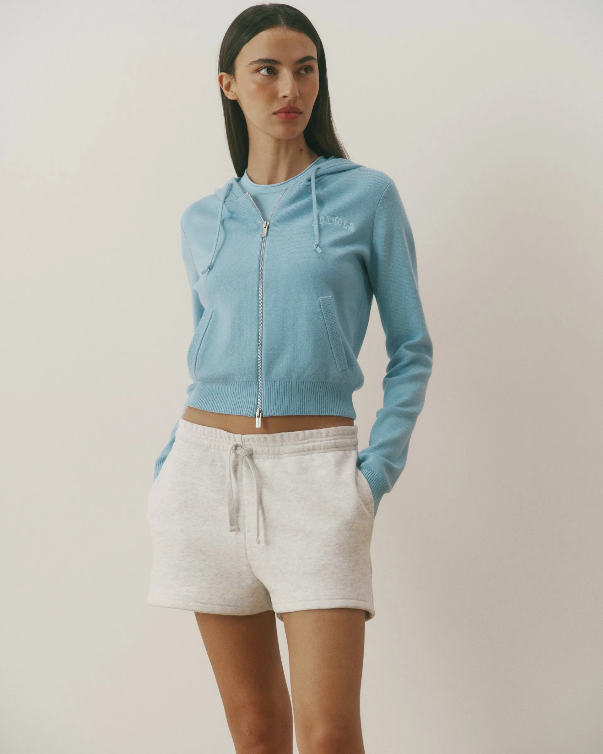 Knit Zip Through Hoodie - Breeze Blue sold by Adanola