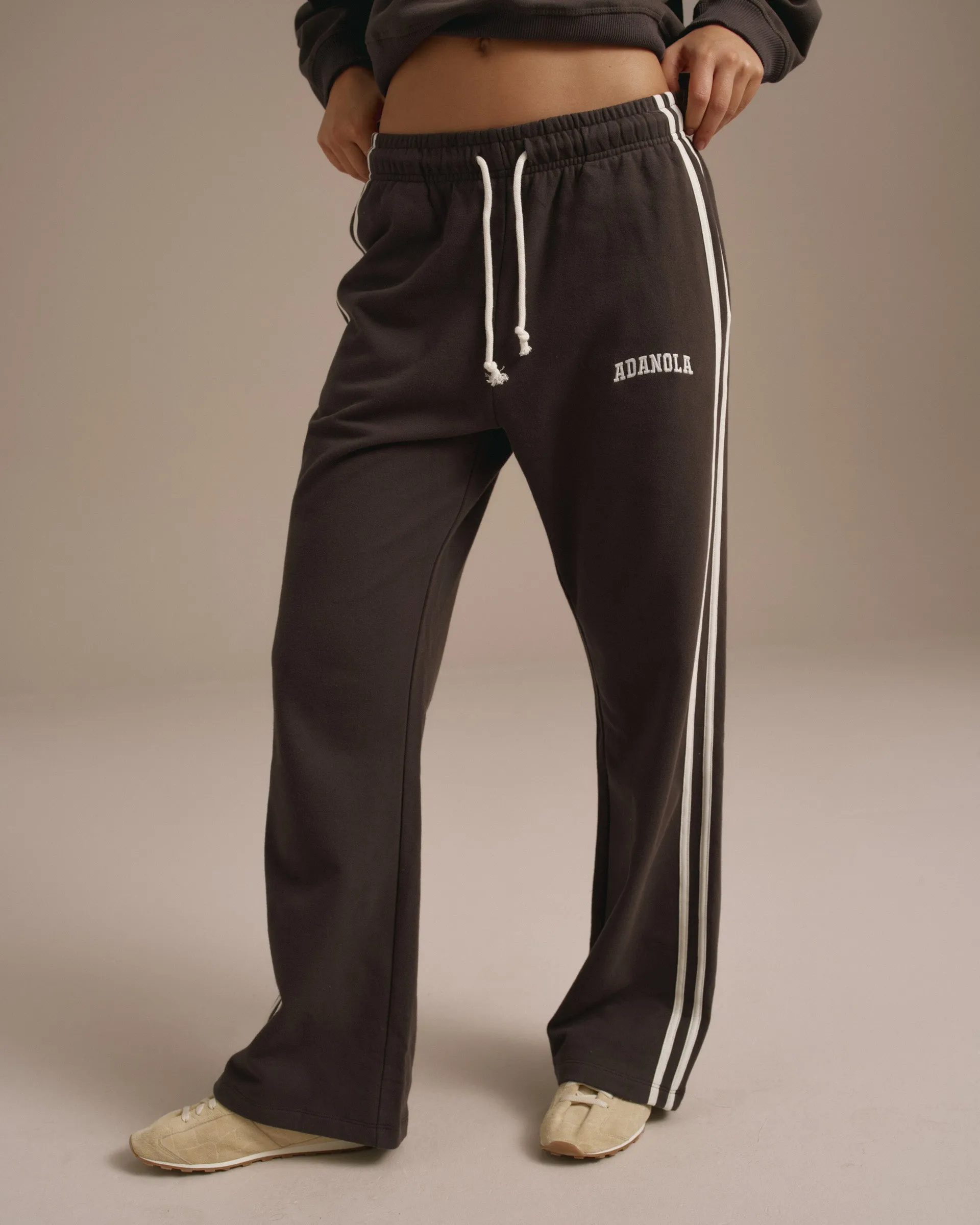 Varsity Loose Fit Sweatpants - Coffee Bean/Marshmallow White sold by Adanola product image thumbnail 2