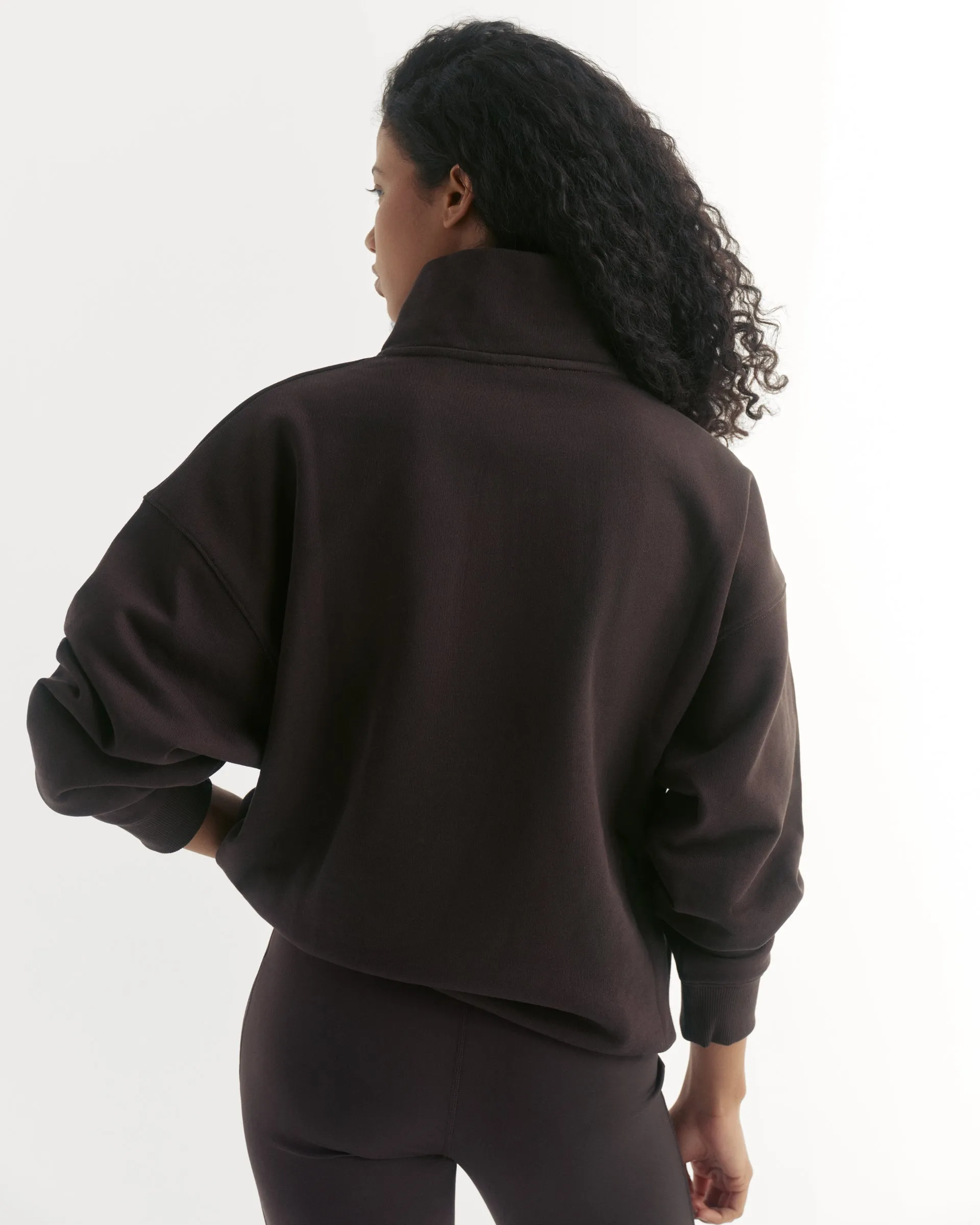 Campus Relaxed Funnel Neck Zip Sweatshirt - Coffee Bean/Marshmallow White sold by Adanola product image thumbnail 2