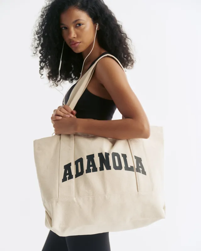 Varsity Tote Bag - Cream/Black made by Adanola