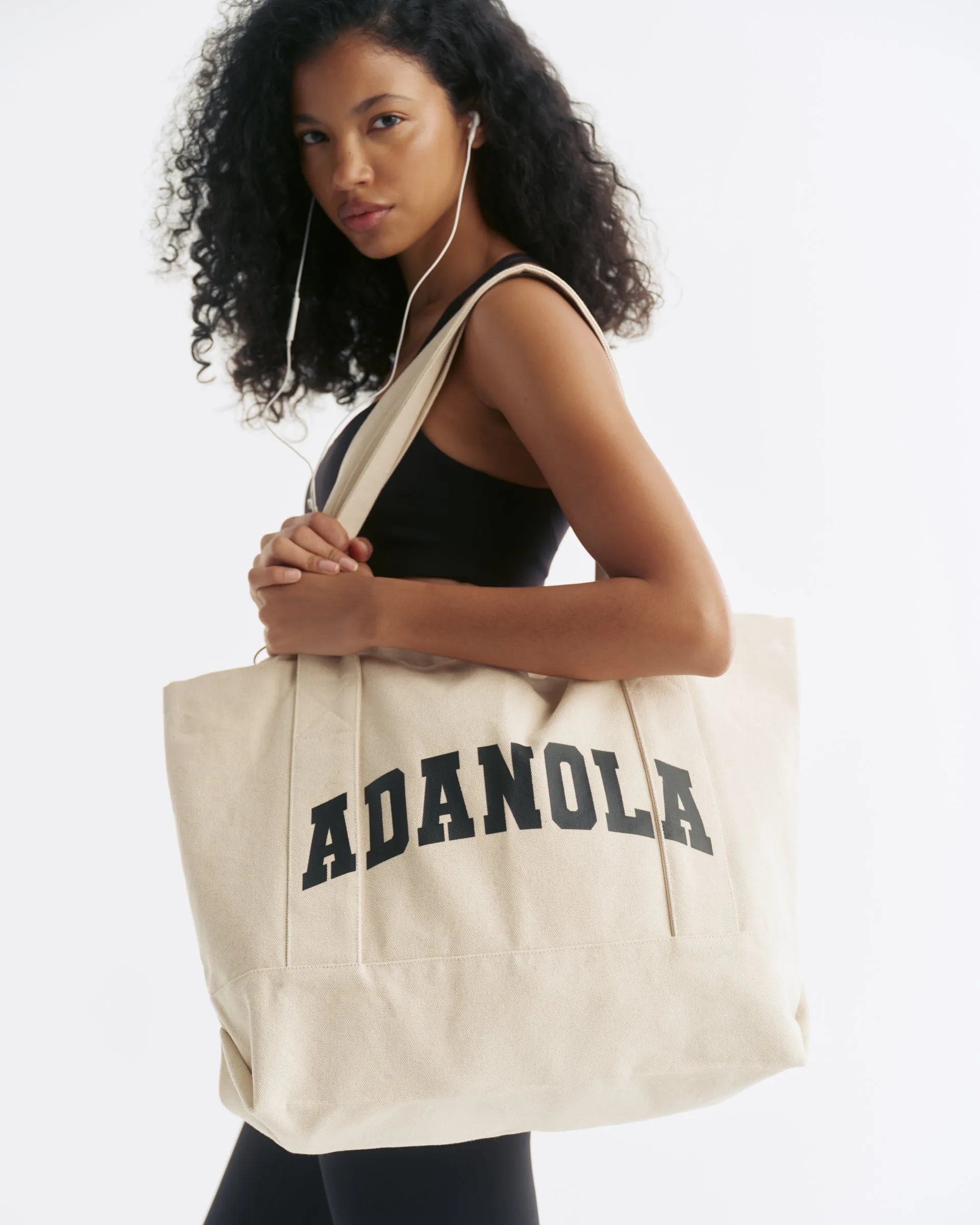Varsity Tote Bag - Cream/Black sold by Adanola