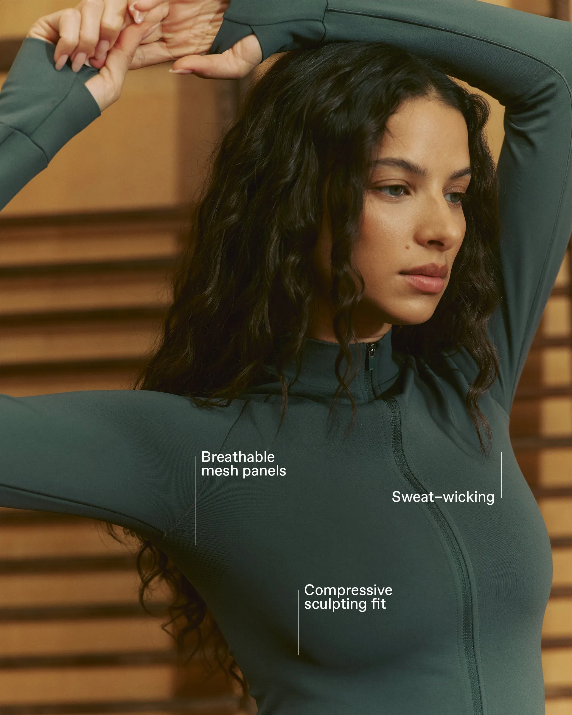 Seamless Longline Zip Up Top - Sea Green sold by Adanola product image thumbnail 2