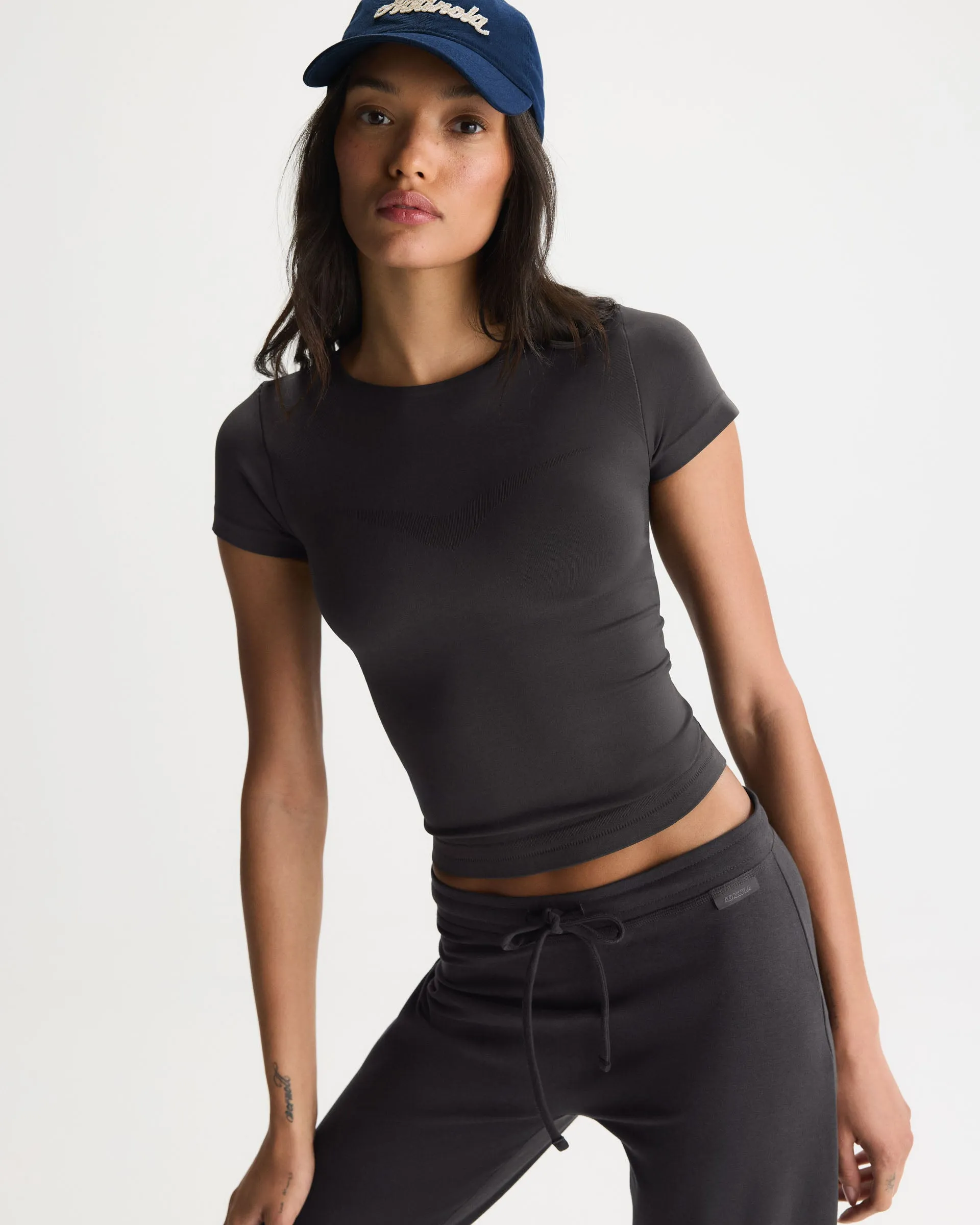 Seamless Short Sleeve Top - Coffee Bean sold by Adanola