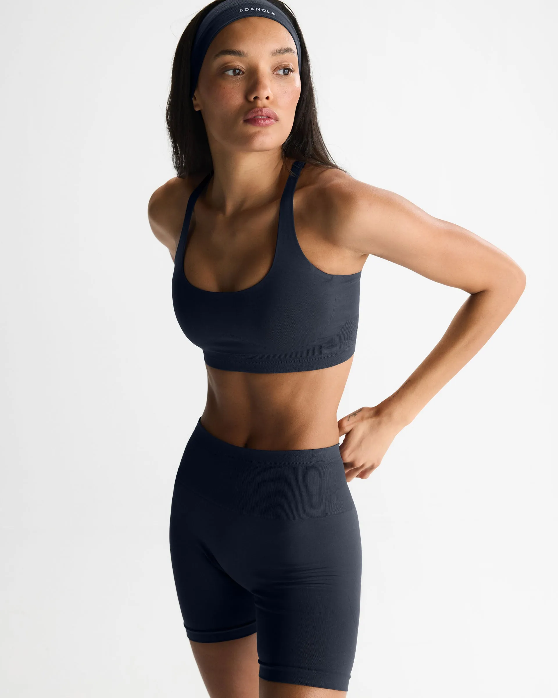 Seamless Racer Back Bra - Midnight Blue sold by Adanola