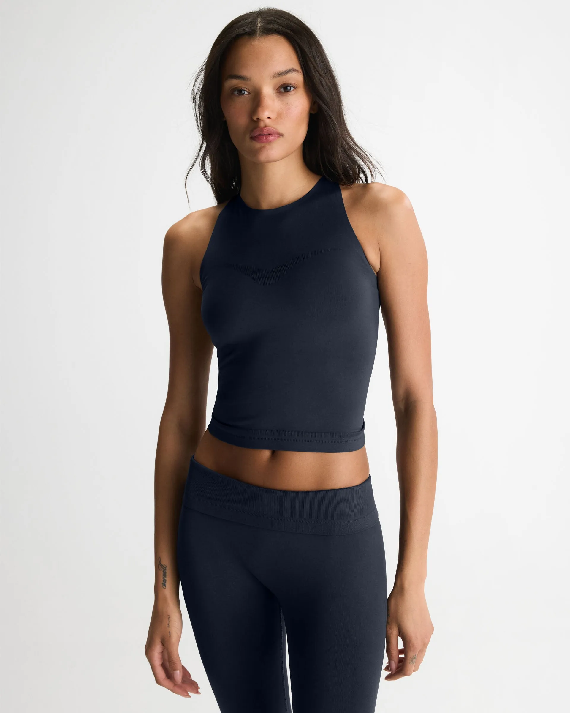 Seamless Racer Tank - Midnight Blue sold by Adanola