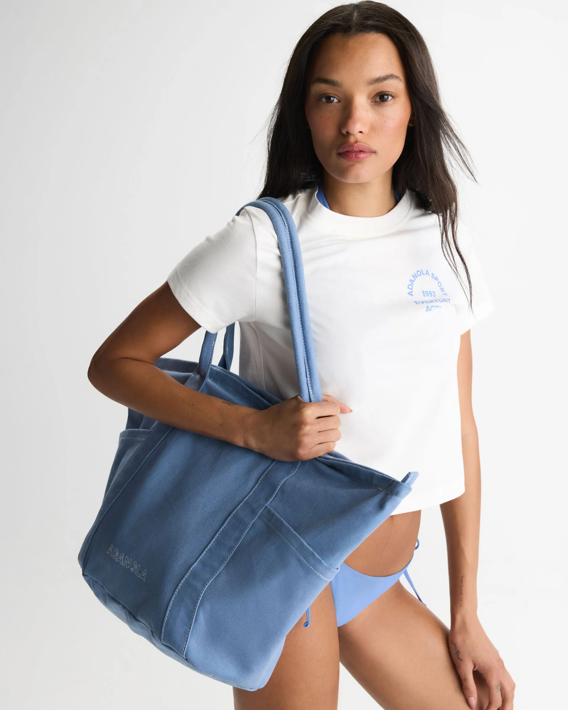 Heavy Canvas Washed Tote Bag - Blossom Blue sold by Adanola