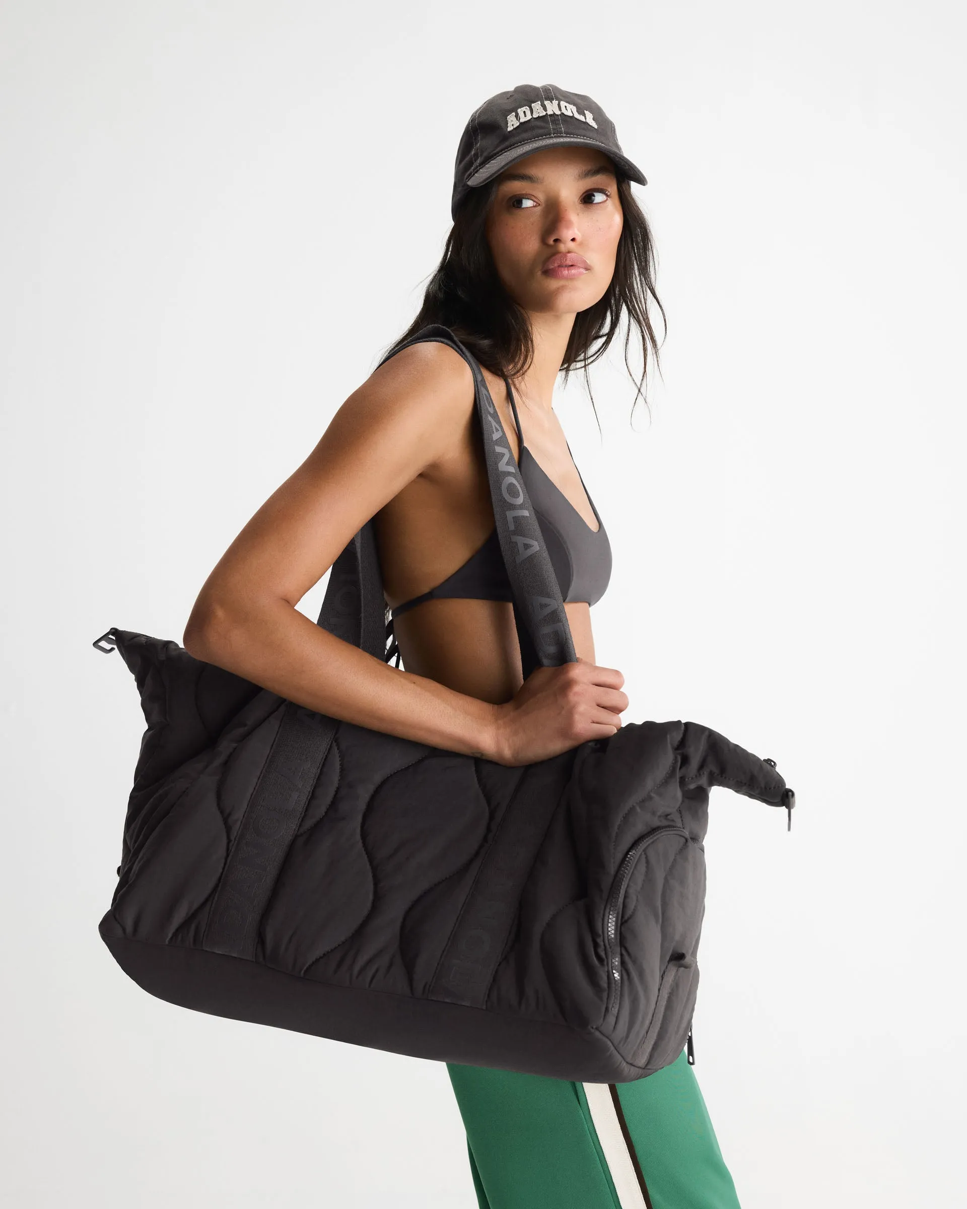 Quilted Nylon Duffle Bag - Coffee Bean sold by Adanola