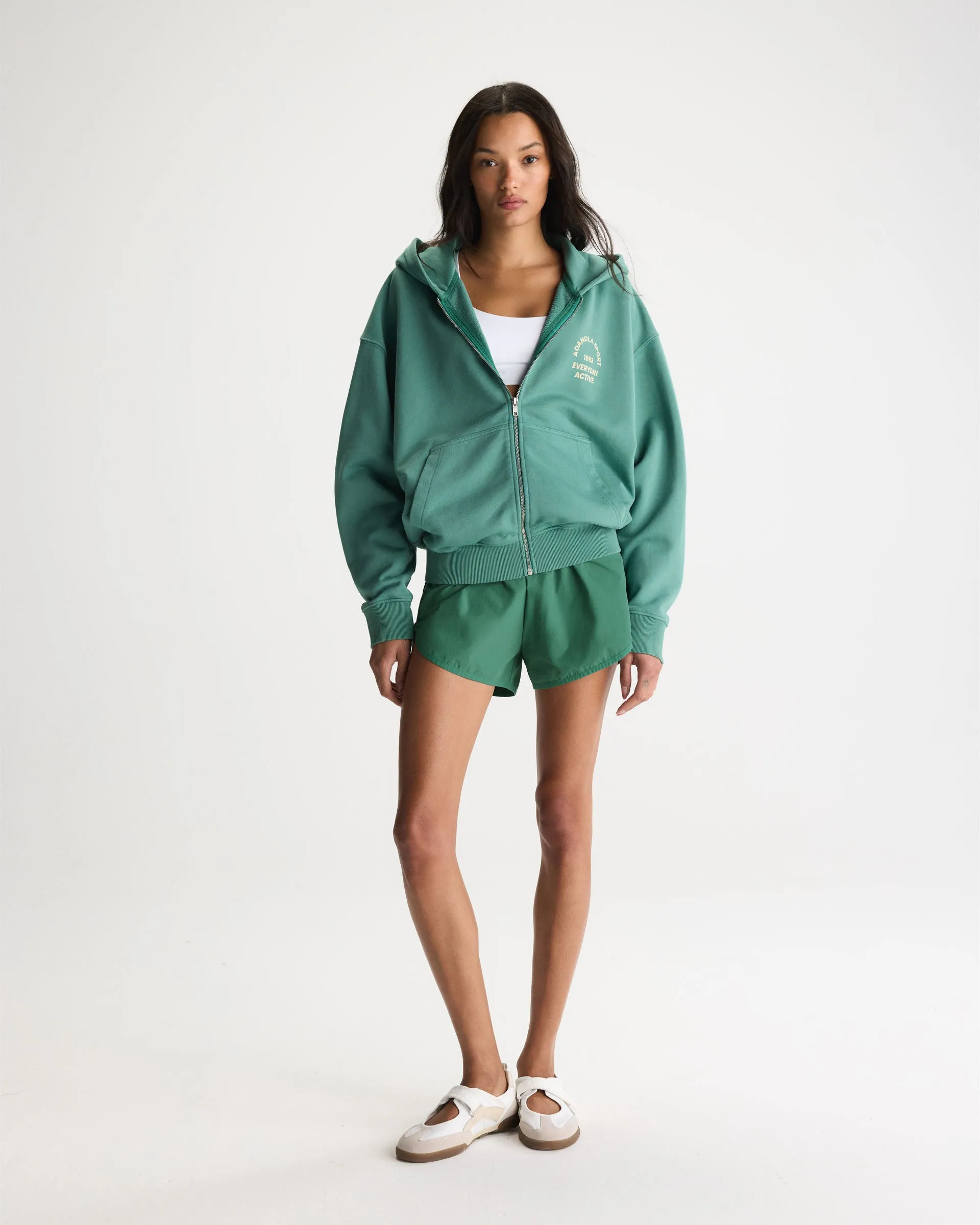 Everyday Active Washed Relaxed Zip Through Hoodie - Eucalyptus Green/Buttercream sold by Adanola product image thumbnail 4