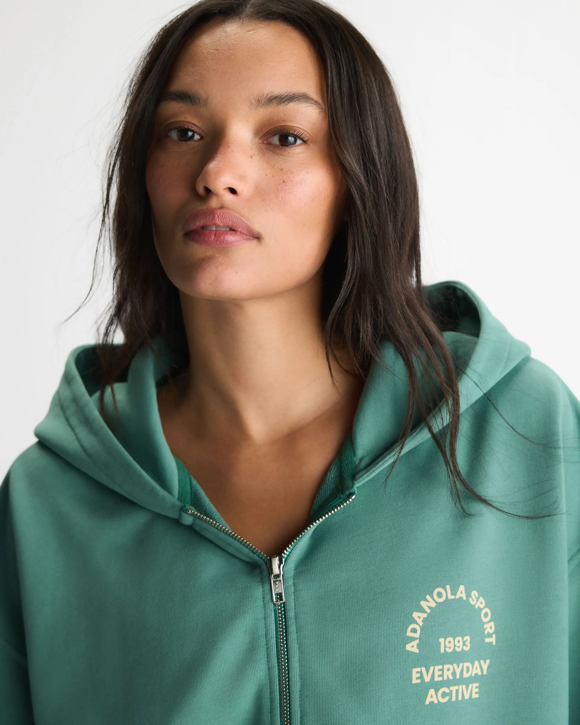 Everyday Active Washed Relaxed Zip Through Hoodie - Eucalyptus Green/Buttercream sold by Adanola product image thumbnail 3
