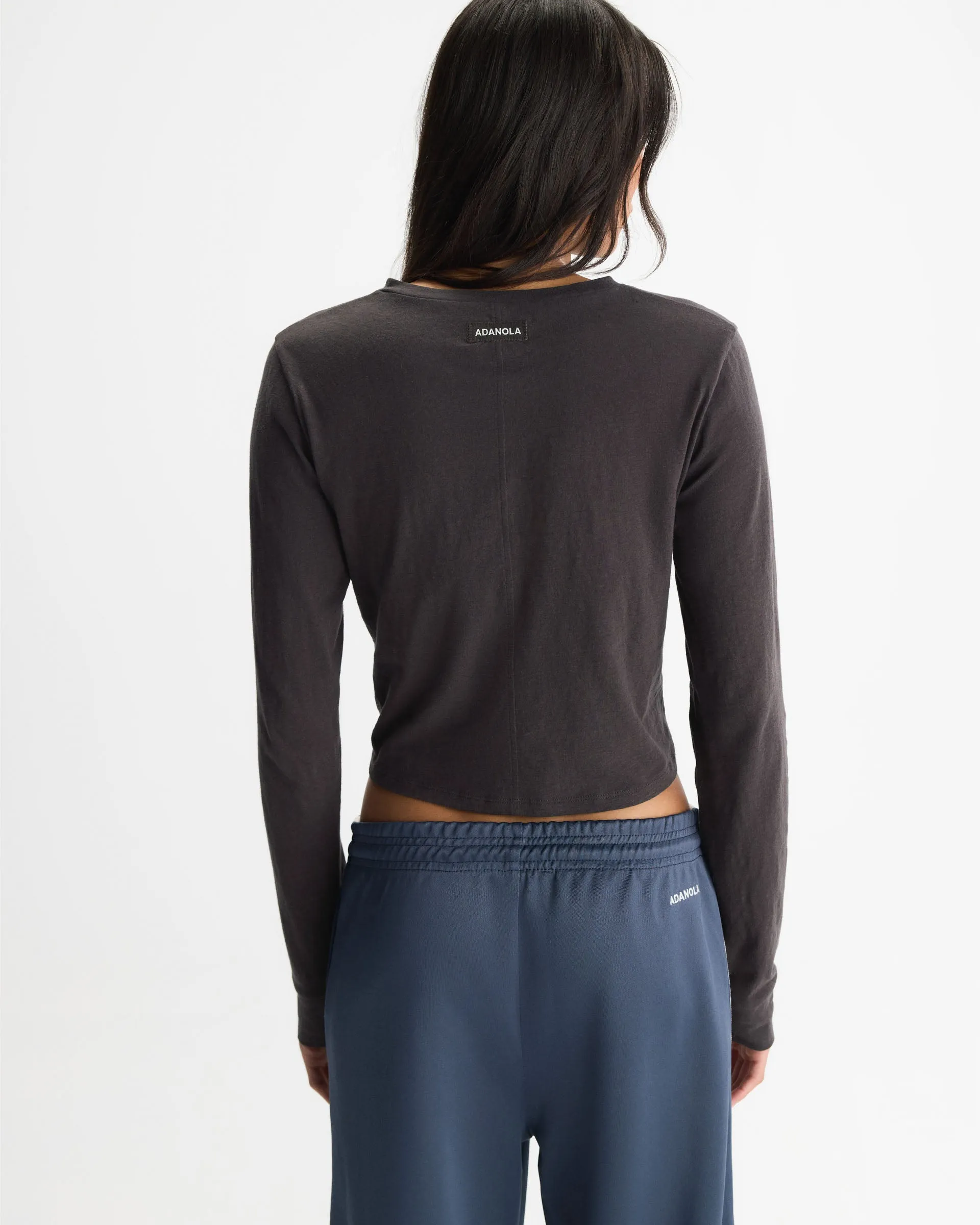 Slub Long Sleeve Button Up Lounge Top - Coffee Bean sold by Adanola product image thumbnail 2