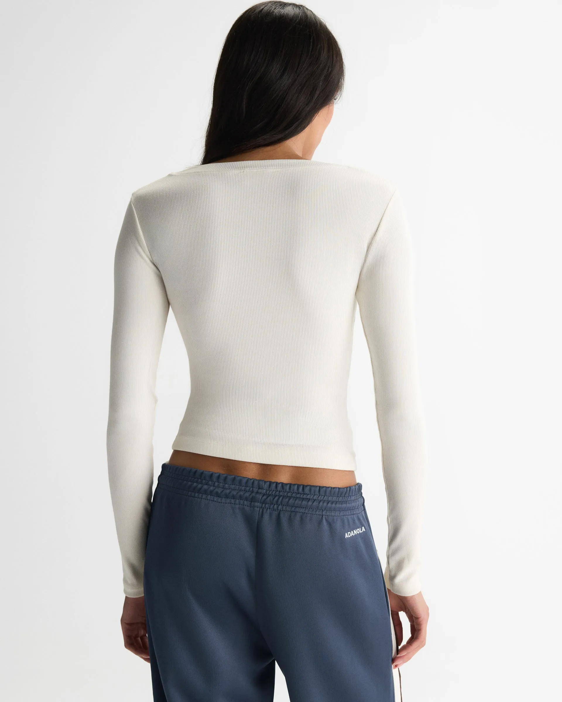 Soft Modal Rib Scoop Neck Long Sleeve Top - Marshmallow White sold by Adanola product image thumbnail 3