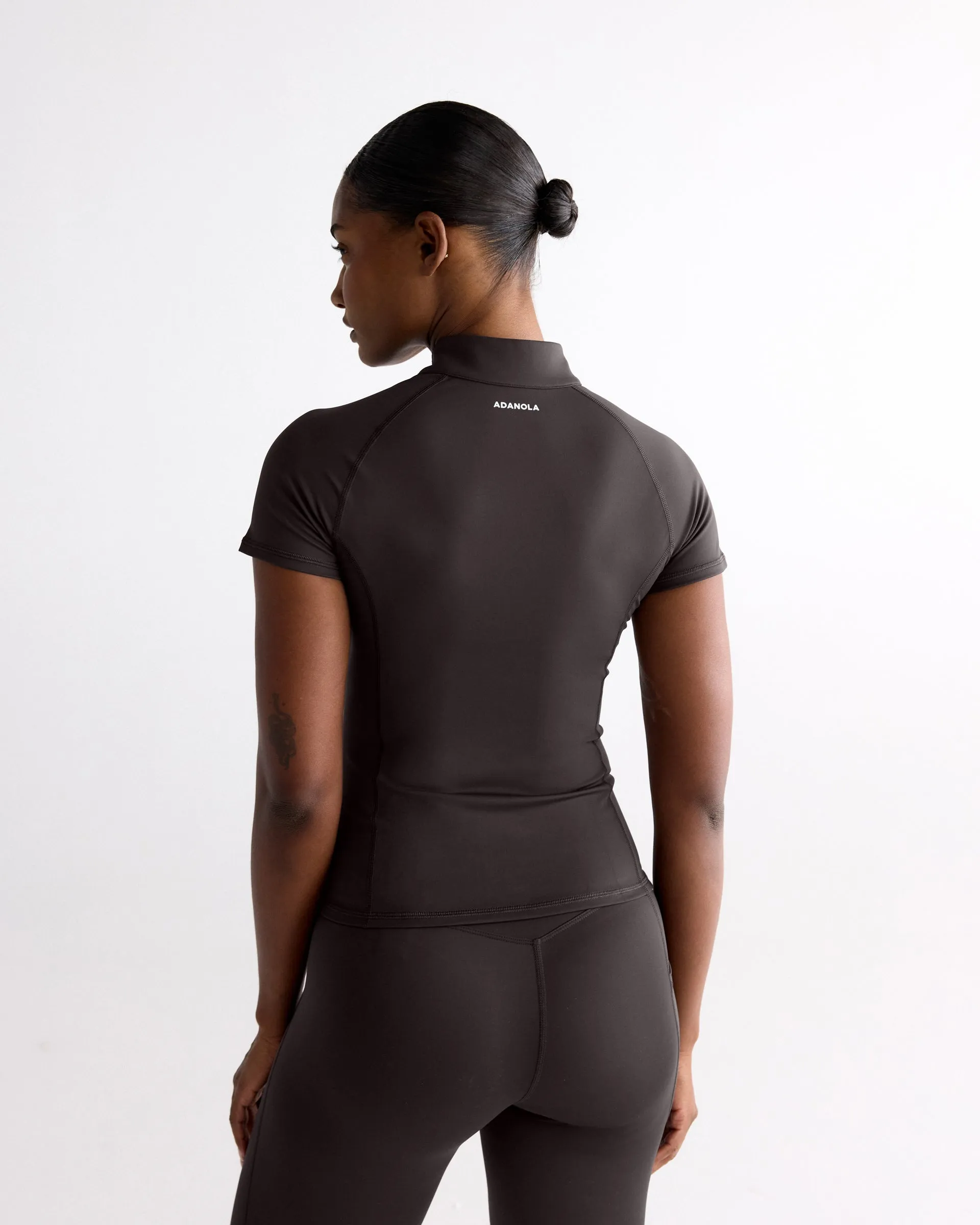 Ultimate Short Sleeve Zip Up Top - Coffee Bean sold by Adanola product image thumbnail 3