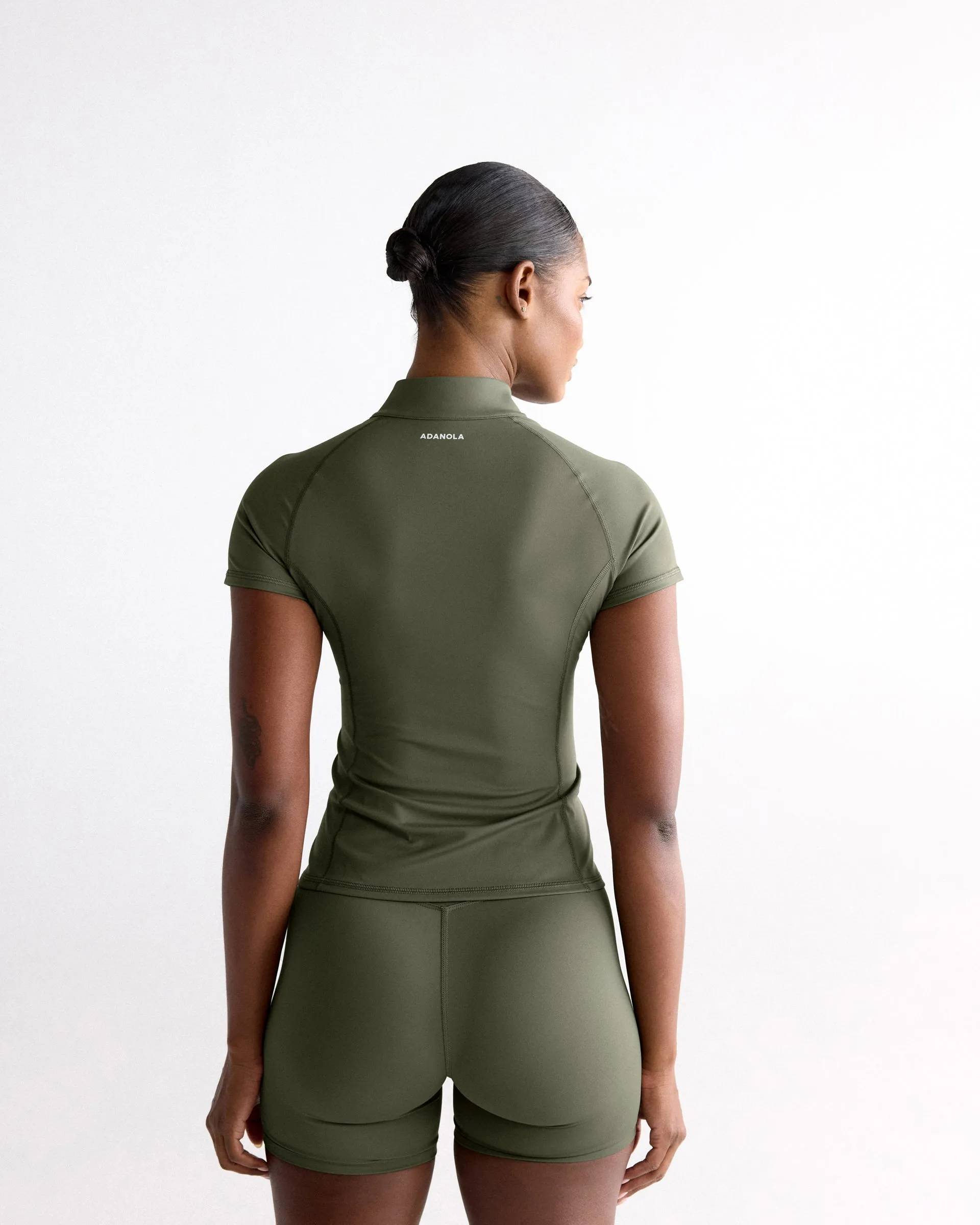 Ultimate Short Sleeve Zip Up Top - Olive Green sold by Adanola product image thumbnail 2