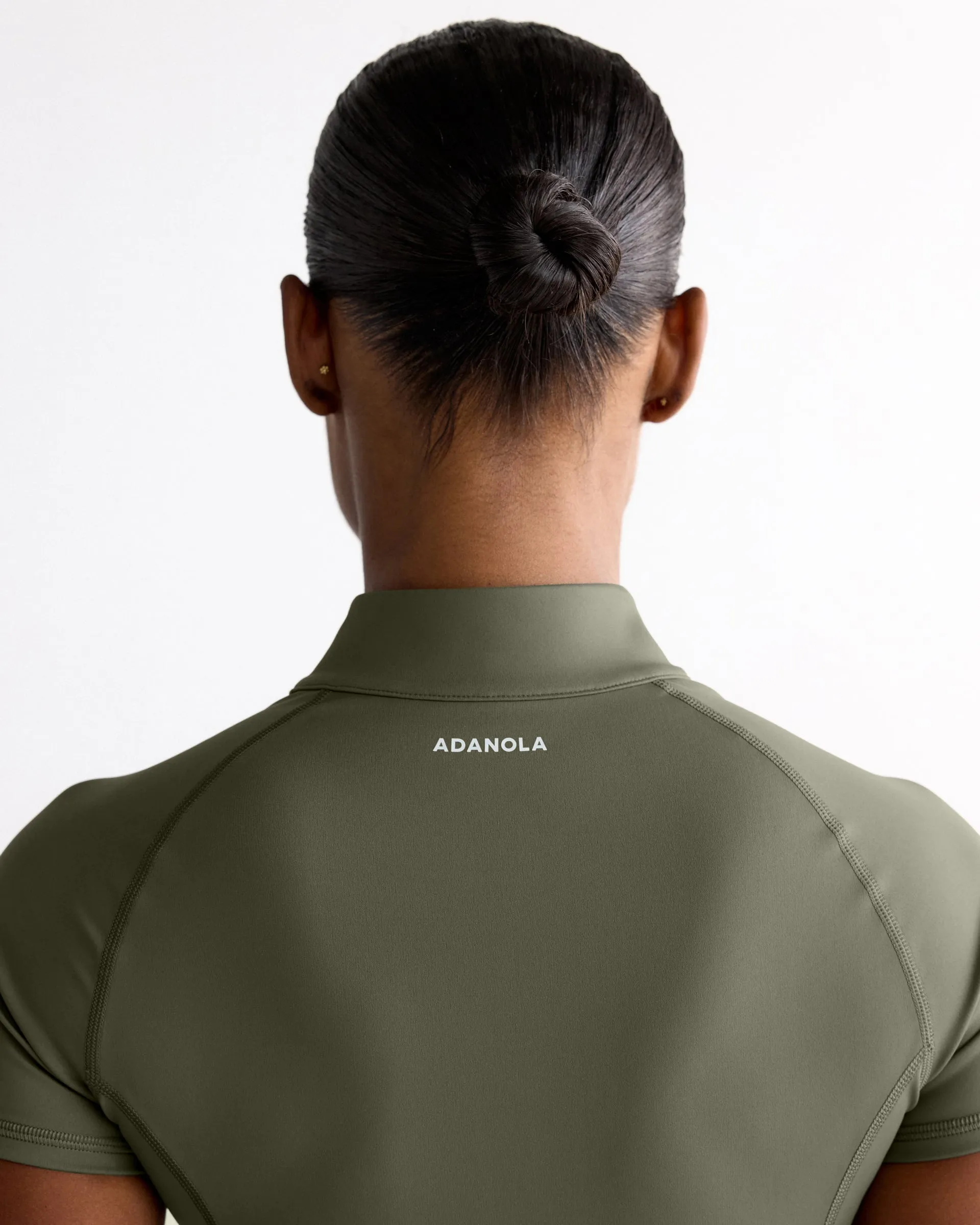 Ultimate Short Sleeve Zip Up Top - Olive Green sold by Adanola product image thumbnail 3