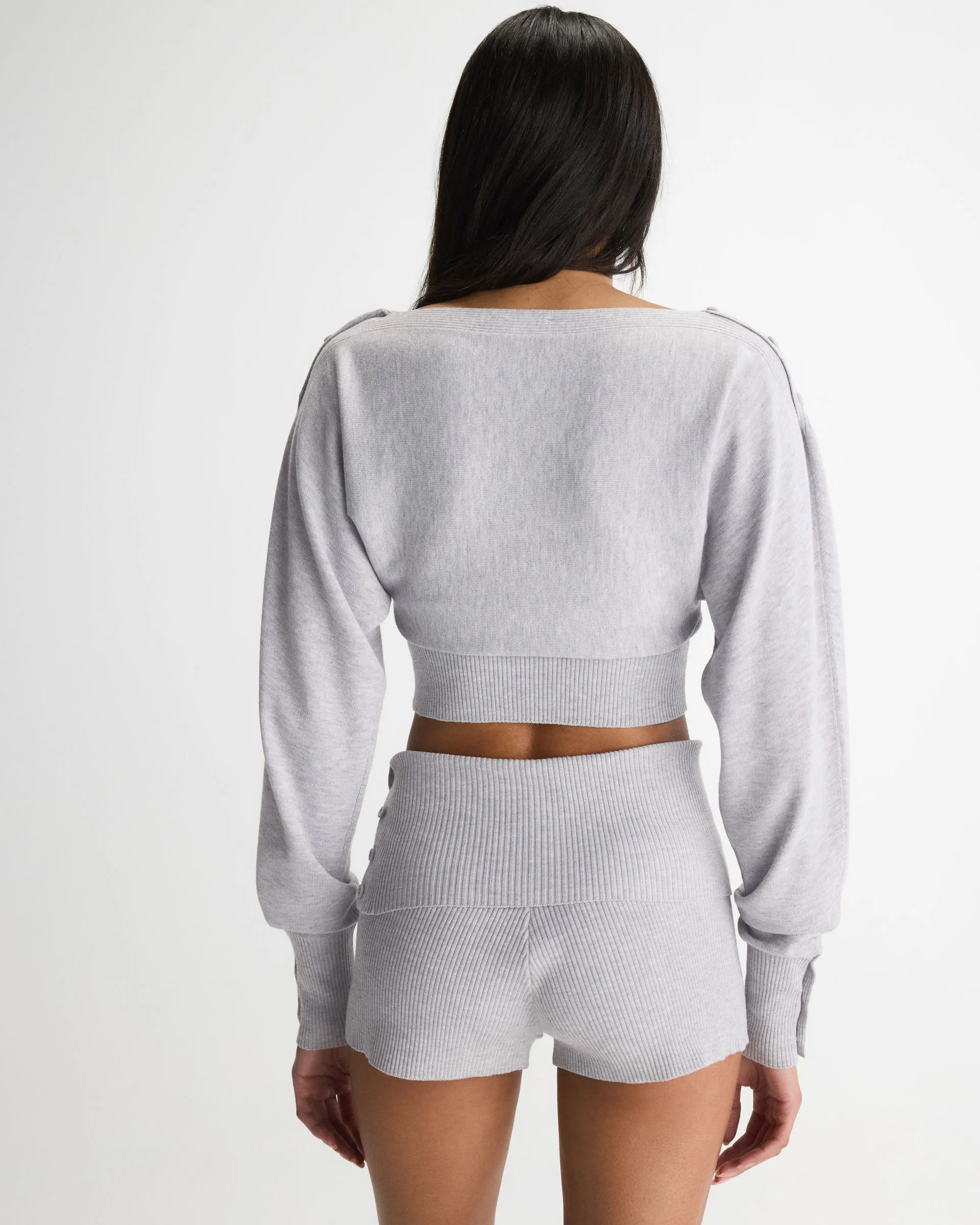 Knit Boat Neck Top - Light Grey Melange sold by Adanola product image thumbnail 3