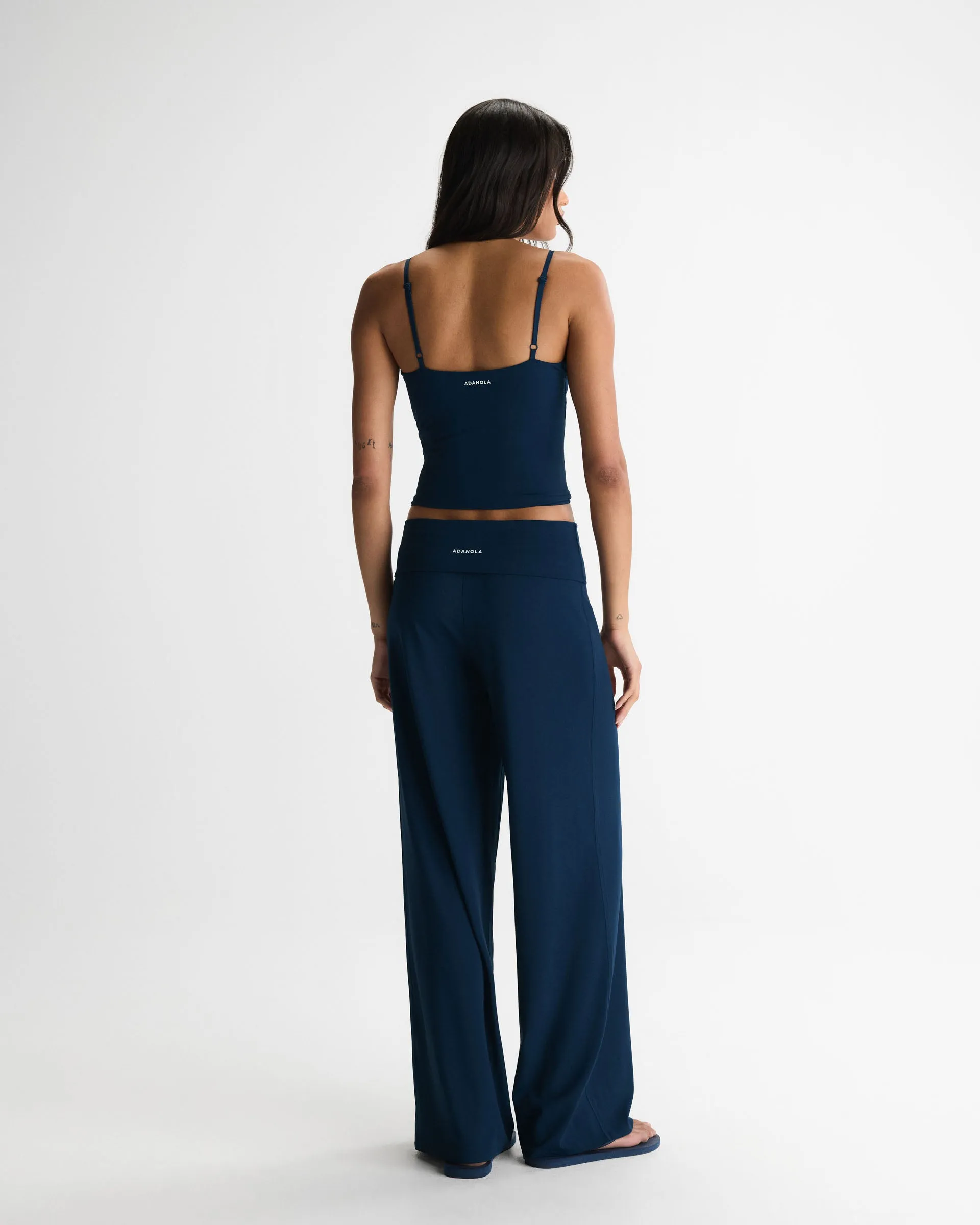 Fold Over Wide Leg Yoga Pant - Navy Blue sold by Adanola product image thumbnail 2