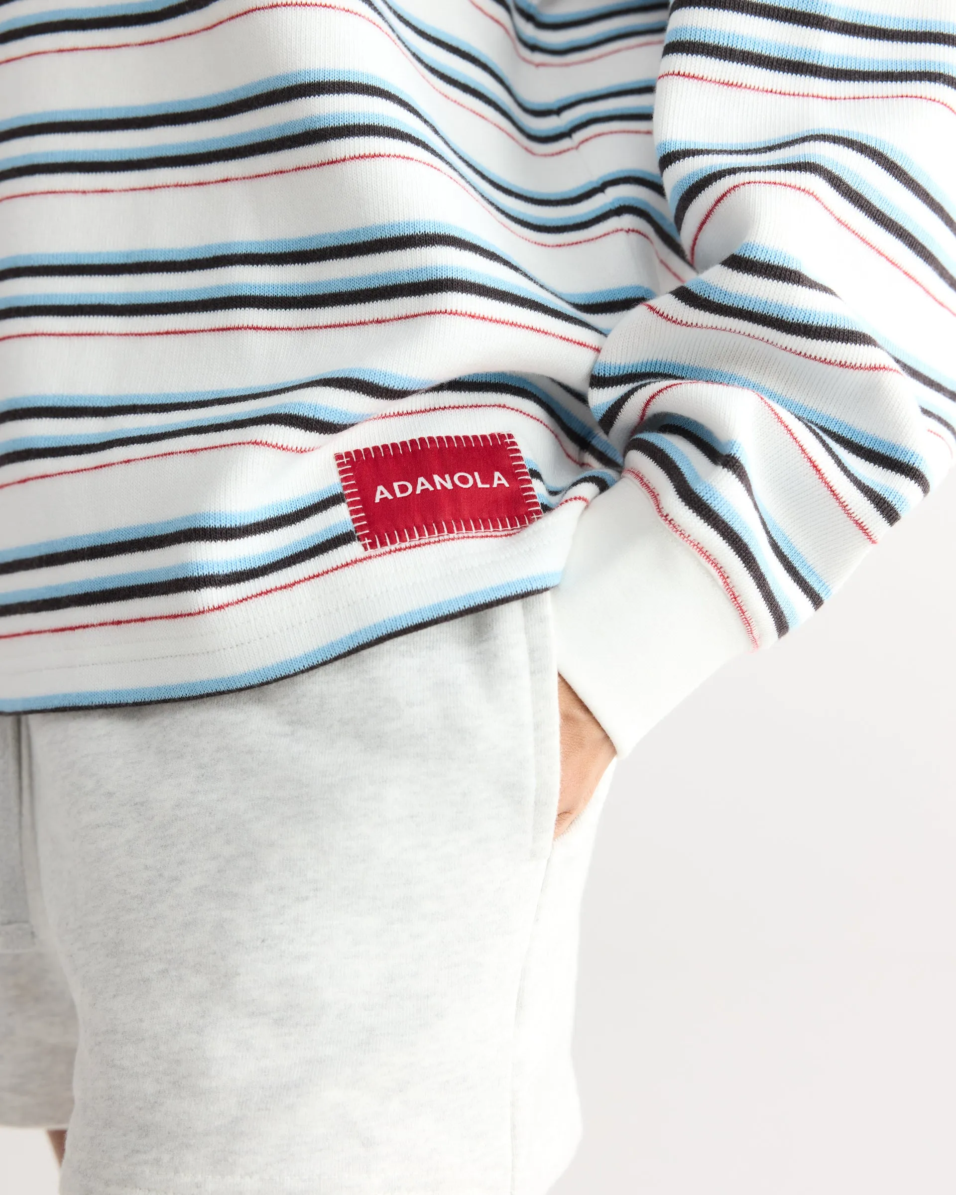 Varsity Oversized Stripe Rugby Sweatshirt - Airy Blue/Marshmallow White sold by Adanola product image thumbnail 3