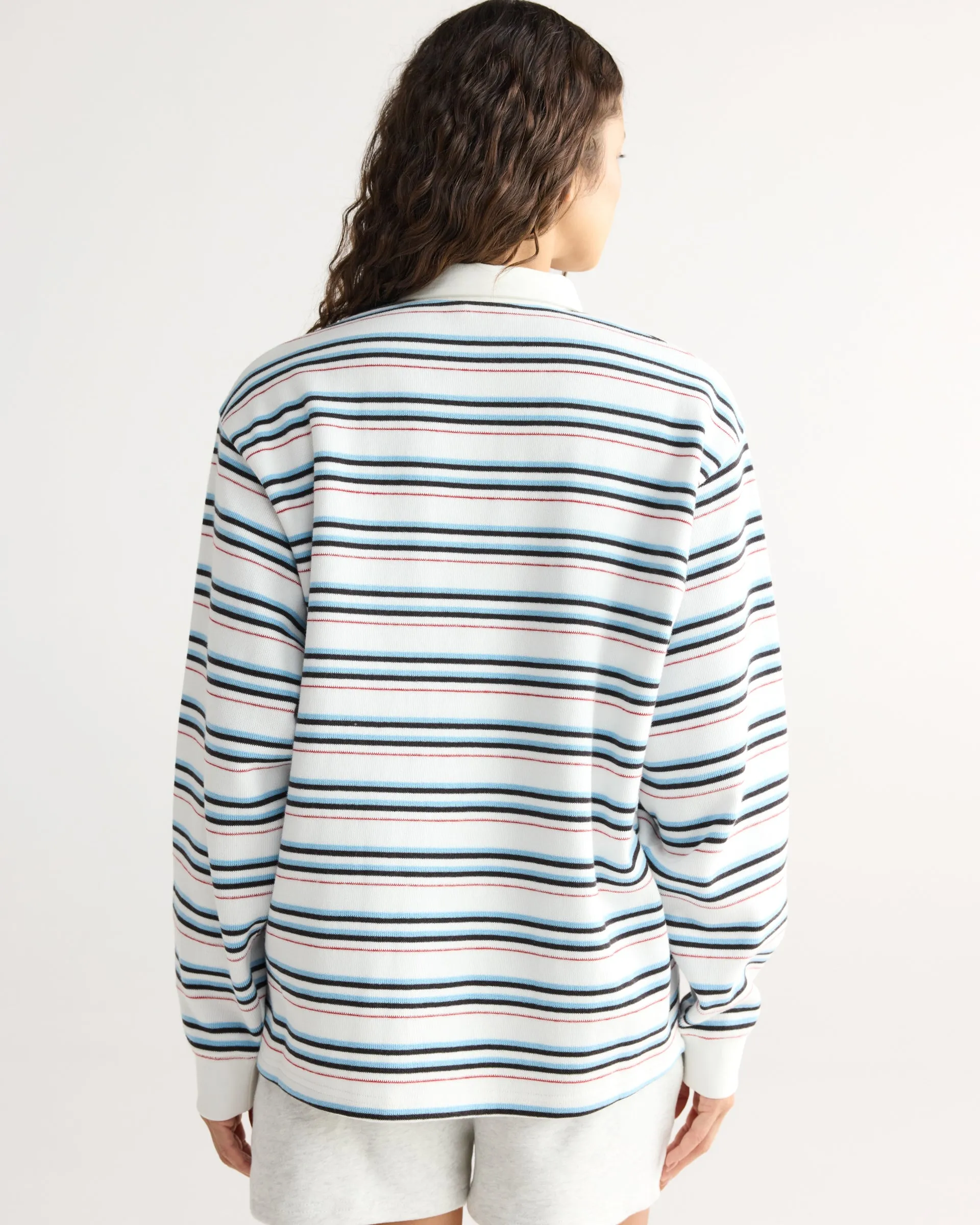 Varsity Oversized Stripe Rugby Sweatshirt - Airy Blue/Marshmallow White sold by Adanola product image thumbnail 2